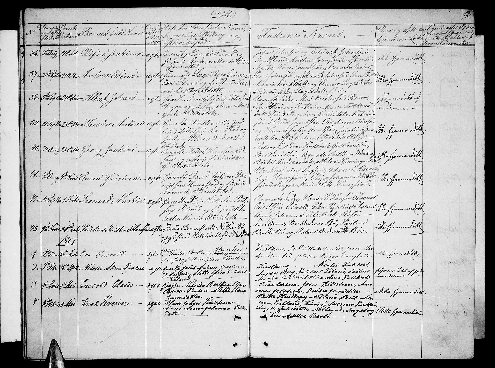 Ministerialprotokoller, klokkerbøker og fødselsregistre - Nordland, AV/SAT-A-1459/895/L1380: Parish register (copy) no. 895C02, 1857-1863, p. 13