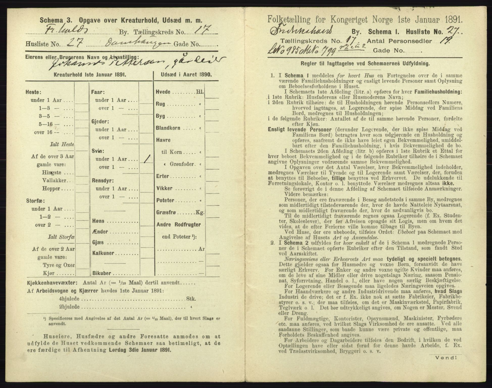 RA, 1891 census for 0101 Fredrikshald, 1891, p. 1584