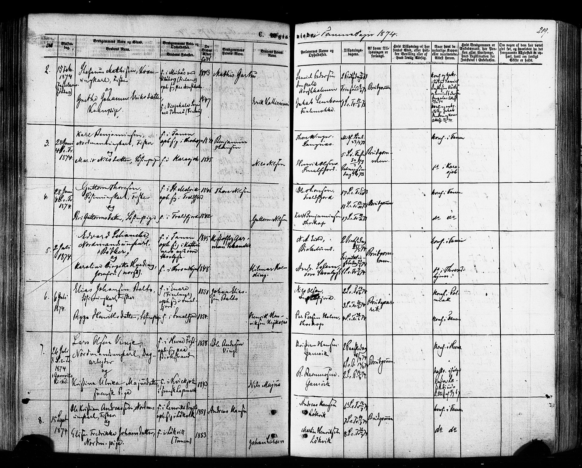 Tana sokneprestkontor, AV/SATØ-S-1334/H/Ha/L0002kirke: Parish register (official) no. 2 /1, 1861-1877, p. 209