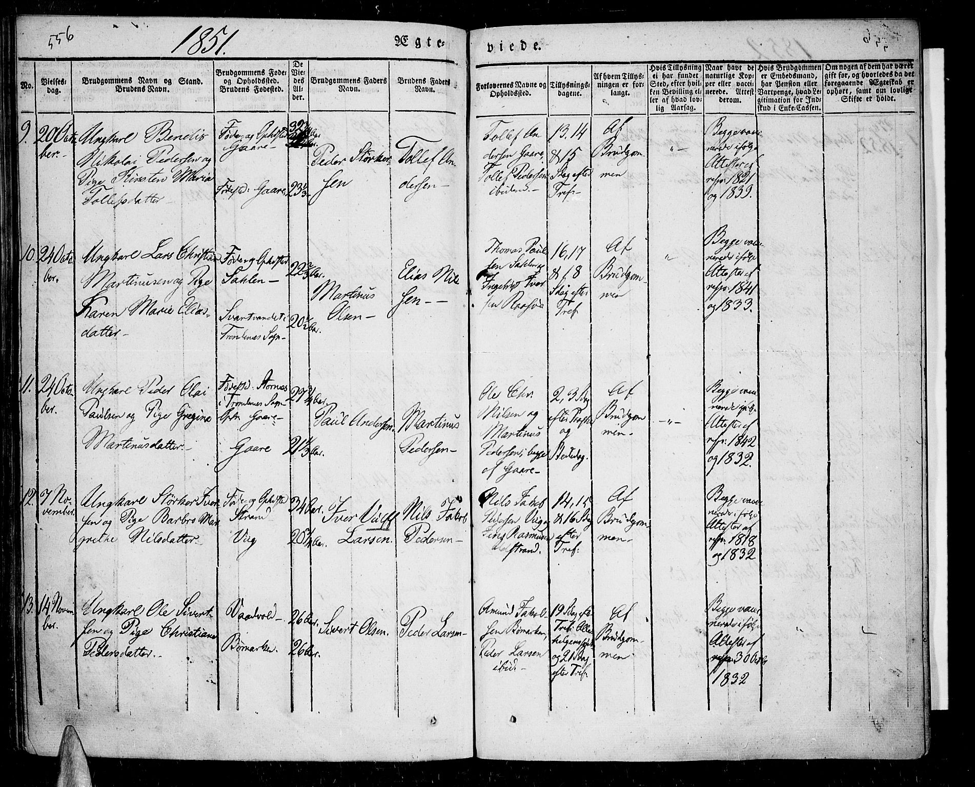 Kvæfjord sokneprestkontor, AV/SATØ-S-1323/G/Ga/Gaa/L0003kirke: Parish register (official) no. 3, 1830-1857, p. 556