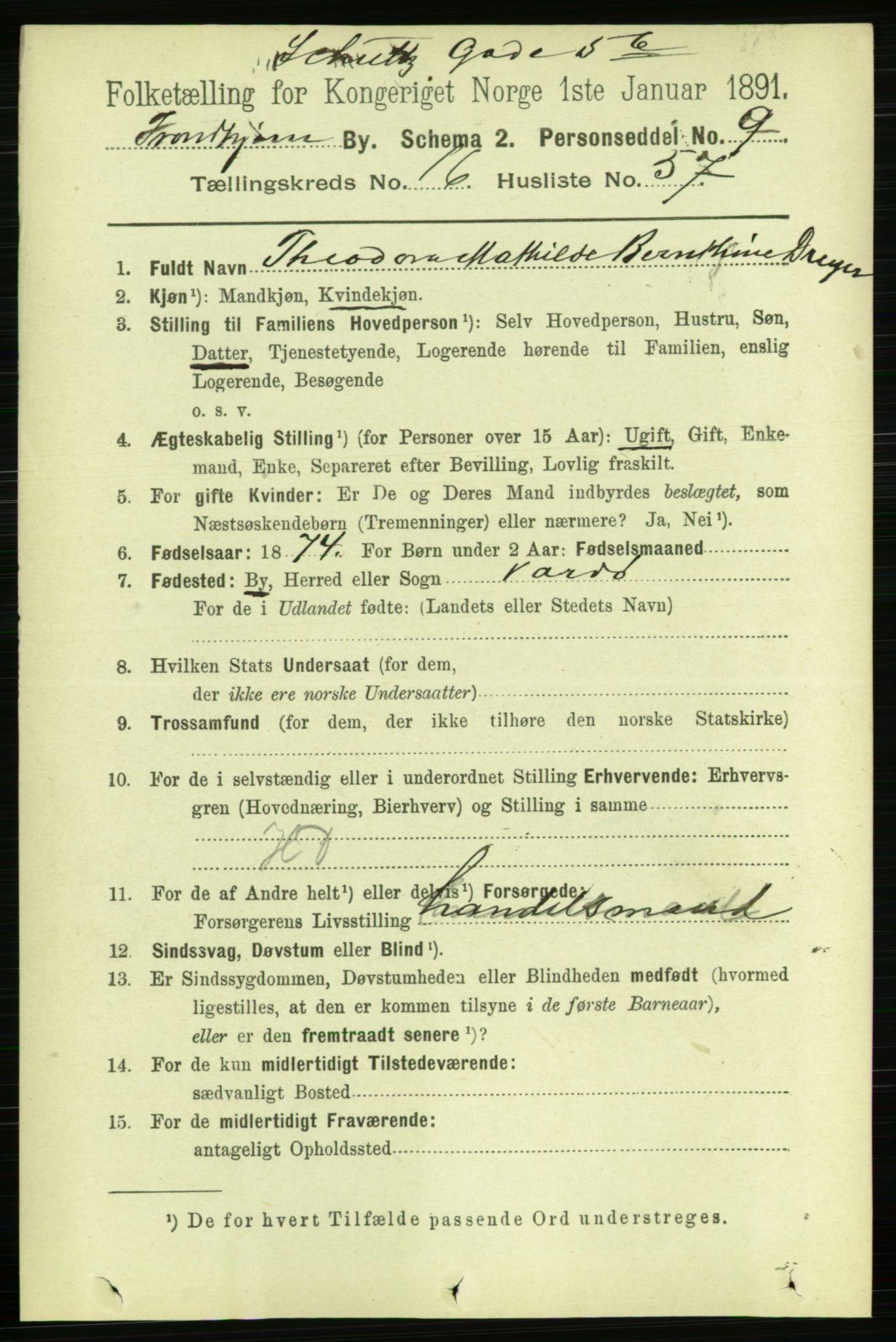 RA, 1891 census for 1601 Trondheim, 1891, p. 12998