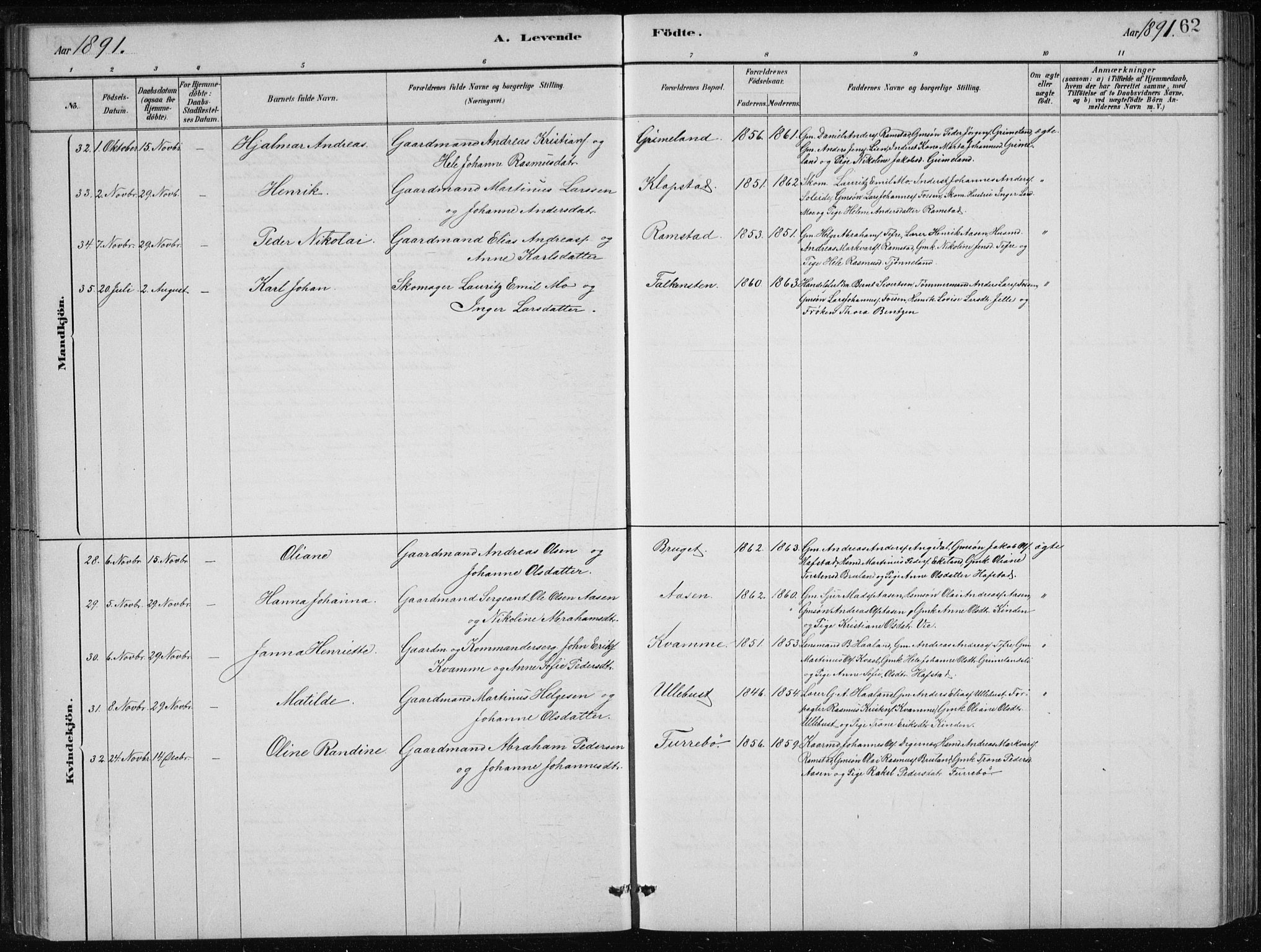 Førde sokneprestembete, AV/SAB-A-79901/H/Hab/Haba/L0002: Parish register (copy) no. A 2, 1881-1898, p. 62