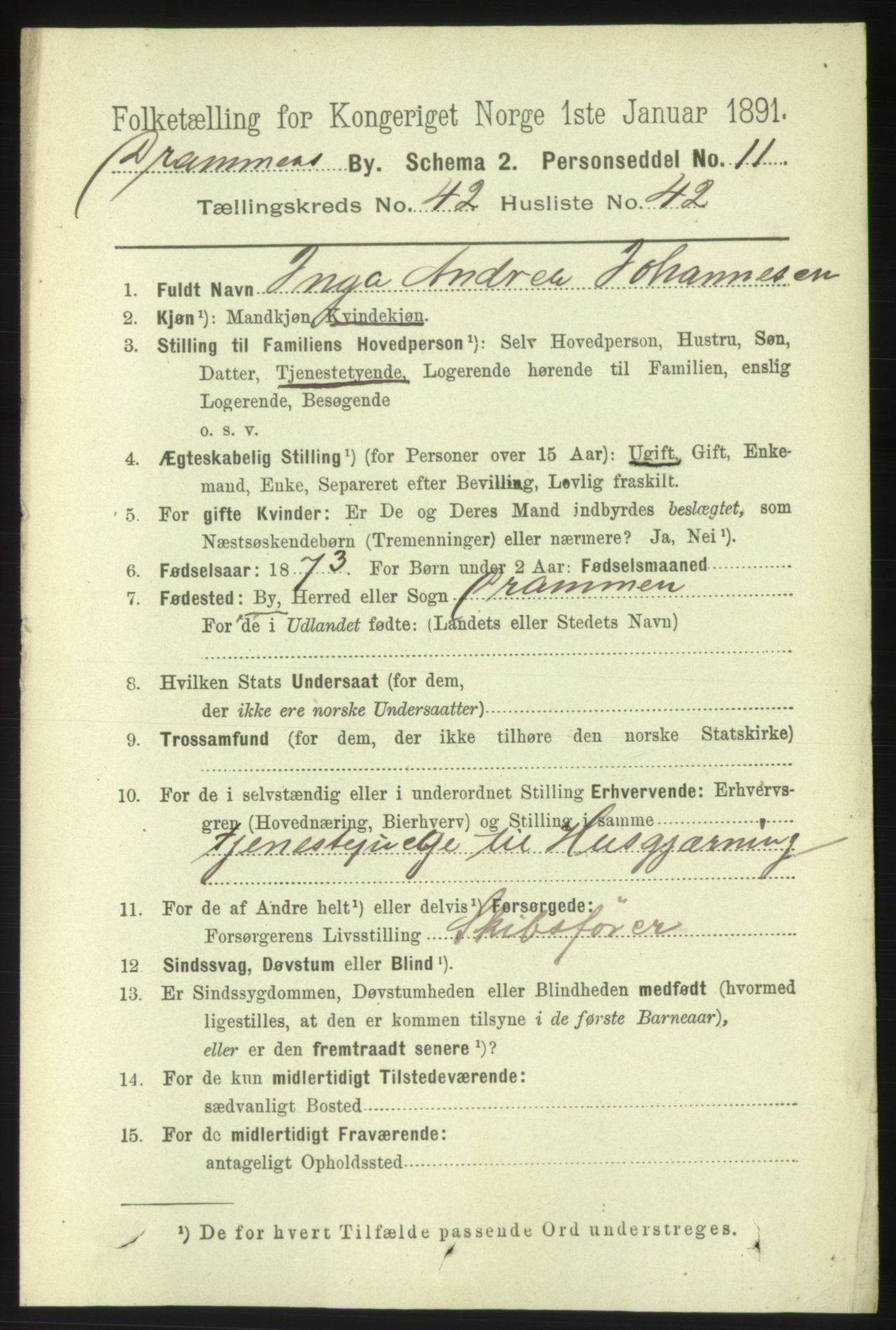 RA, 1891 census for 0602 Drammen, 1891, p. 25032