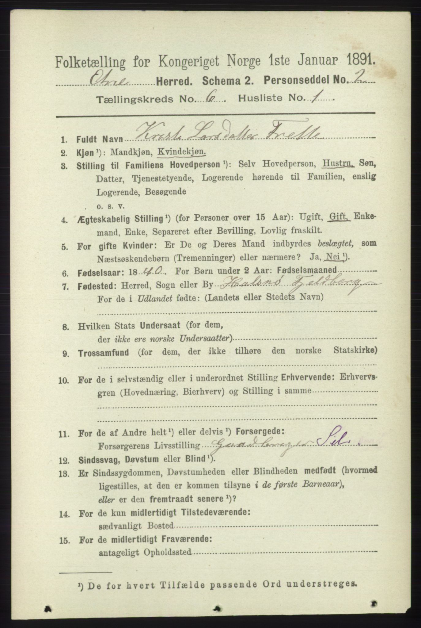 RA, 1891 census for 1211 Etne, 1891, p. 1213