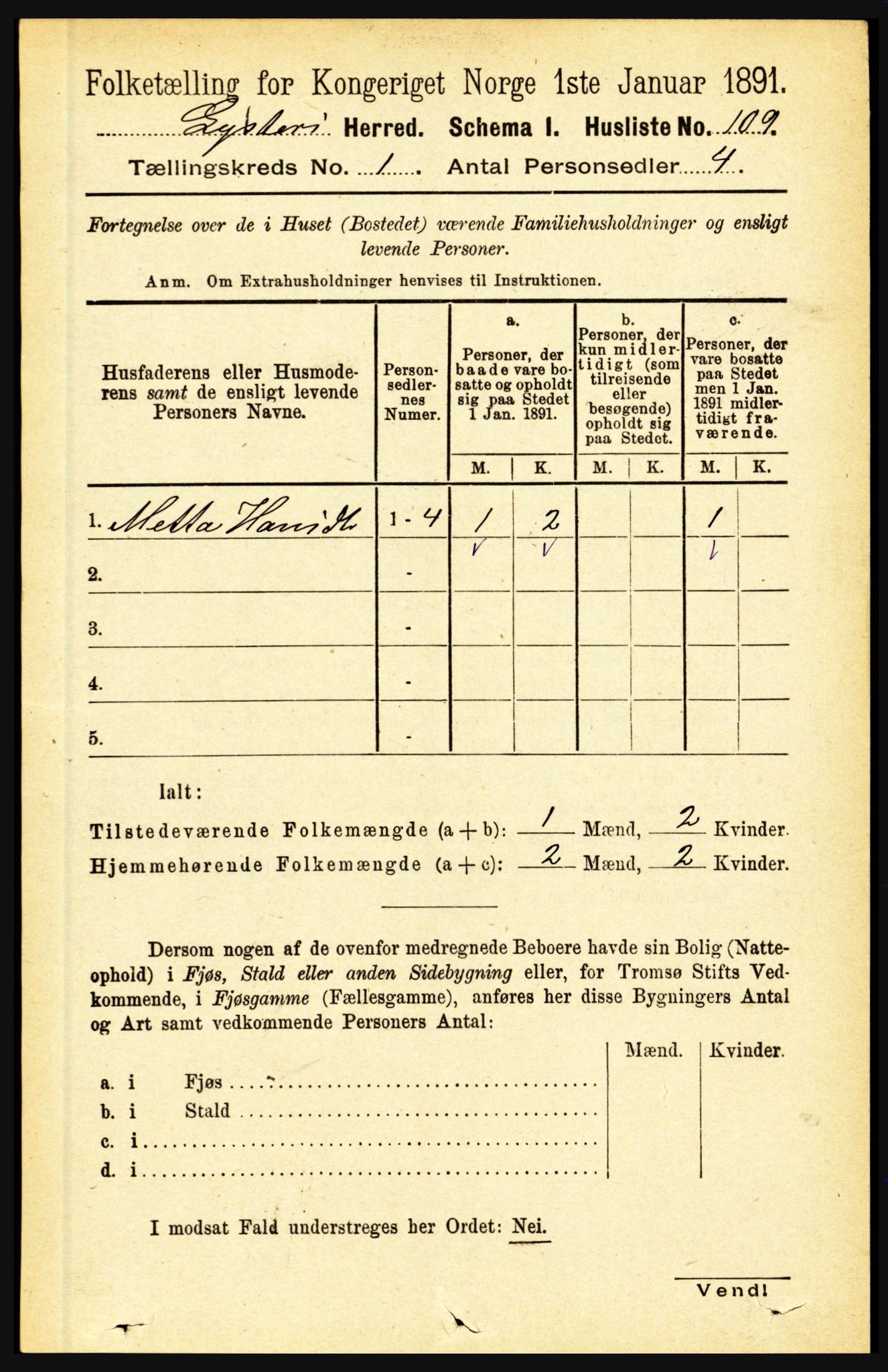 RA, 1891 census for 1426 Luster, 1891, p. 143