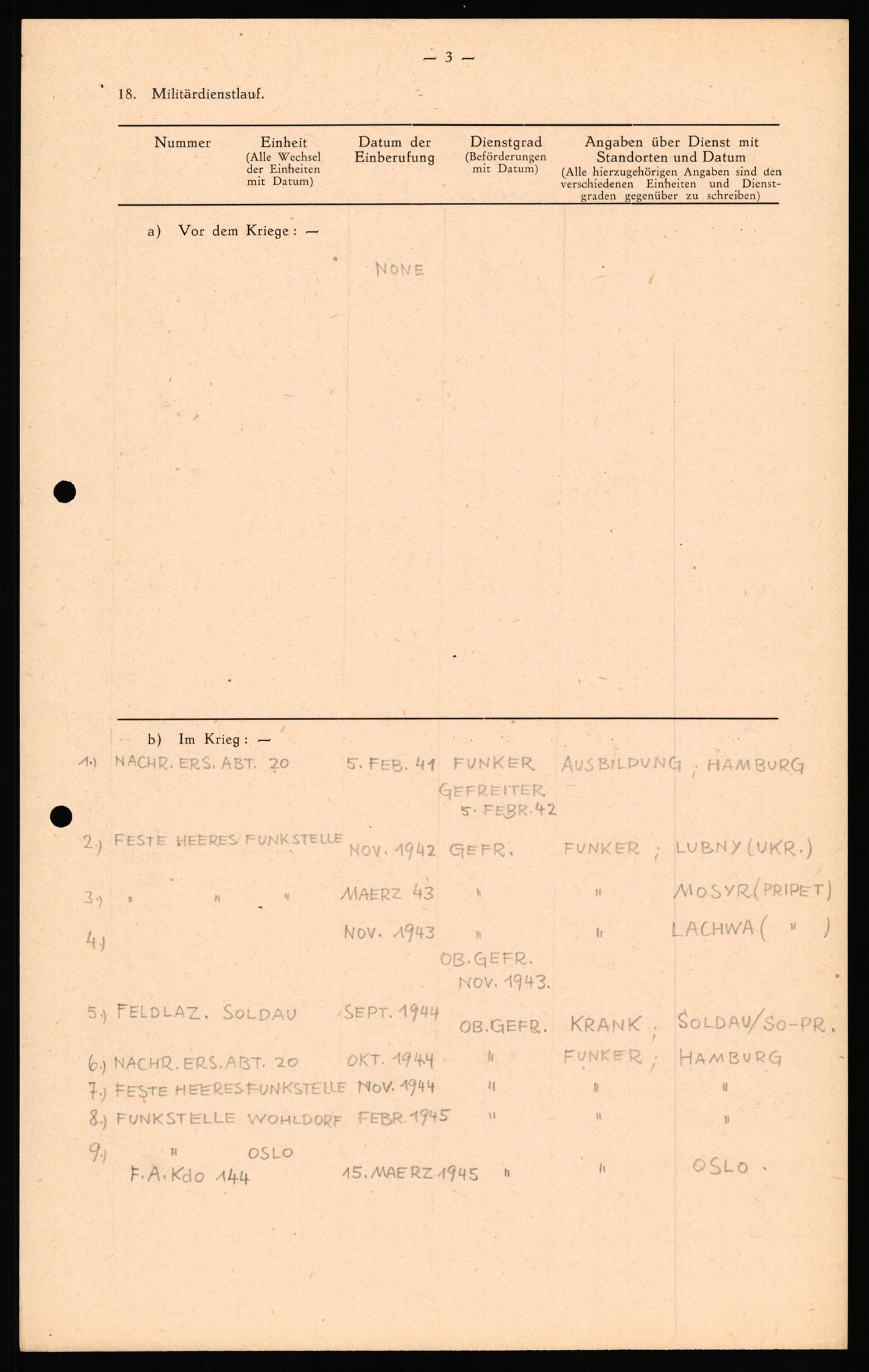 Forsvaret, Forsvarets overkommando II, AV/RA-RAFA-3915/D/Db/L0033: CI Questionaires. Tyske okkupasjonsstyrker i Norge. Tyskere., 1945-1946, p. 12