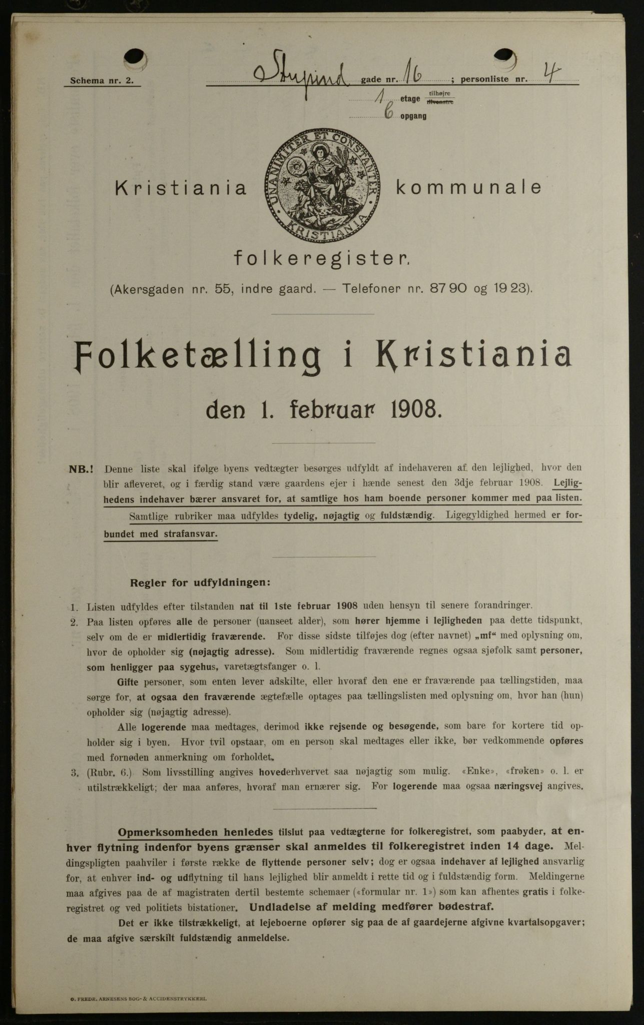 OBA, Municipal Census 1908 for Kristiania, 1908, p. 94074