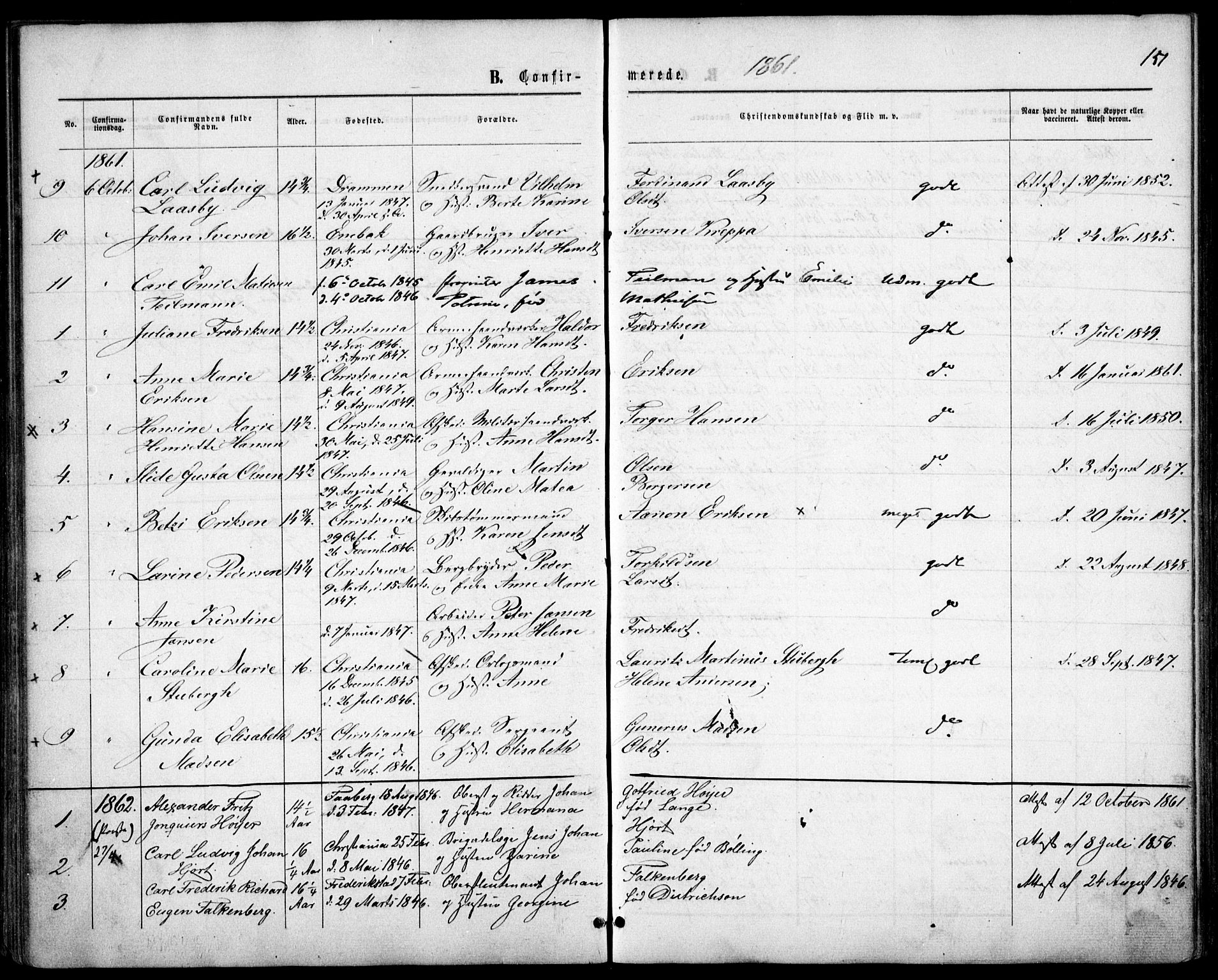 Garnisonsmenigheten Kirkebøker, AV/SAO-A-10846/F/Fa/L0010: Parish register (official) no. 10, 1859-1869, p. 151