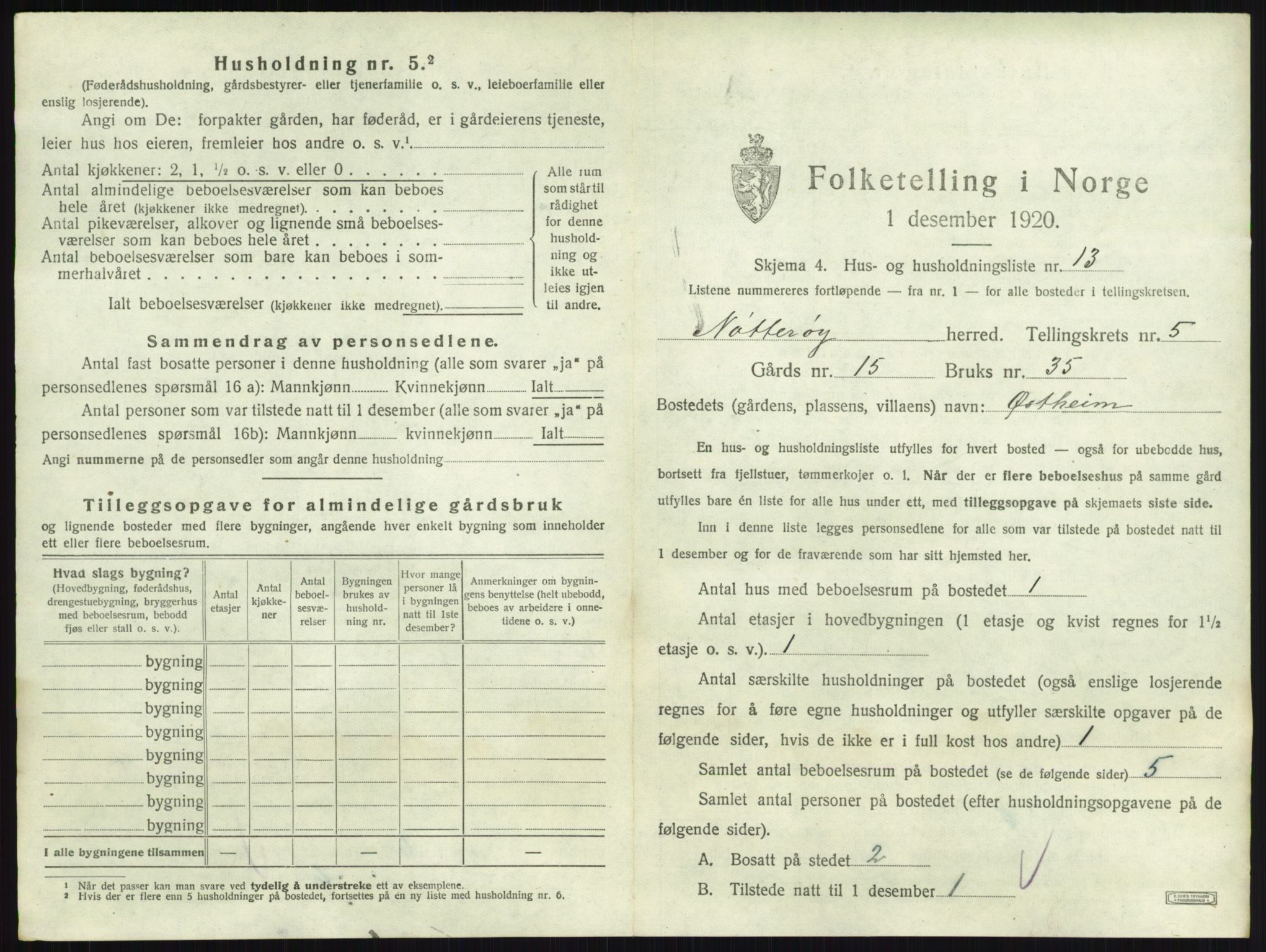 SAKO, 1920 census for Nøtterøy, 1920, p. 896