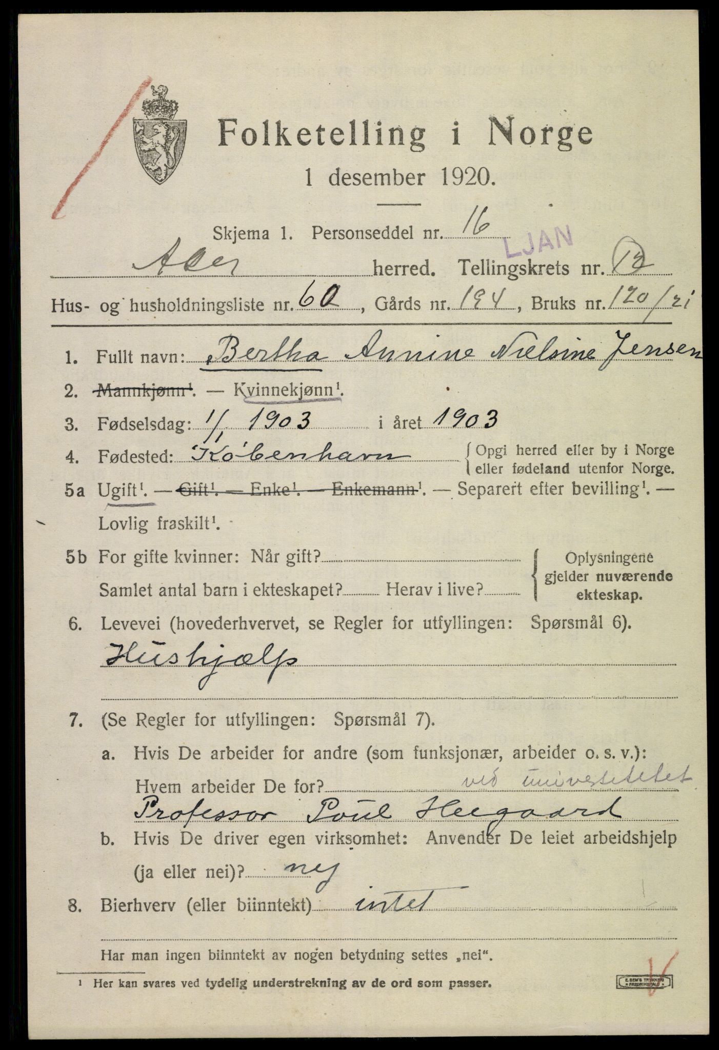 SAO, 1920 census for Aker, 1920, p. 74518