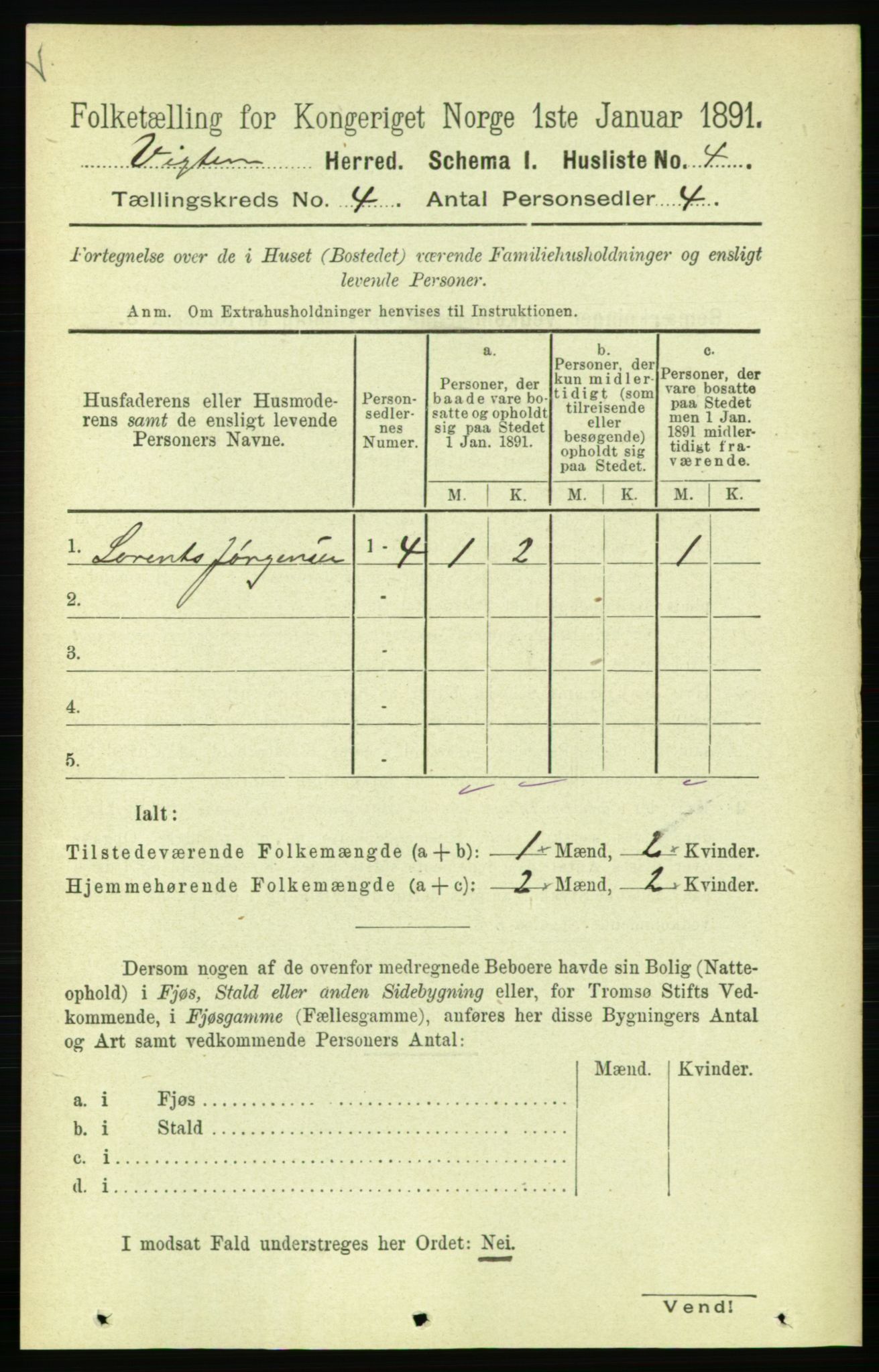 RA, 1891 census for 1750 Vikna, 1891, p. 2247