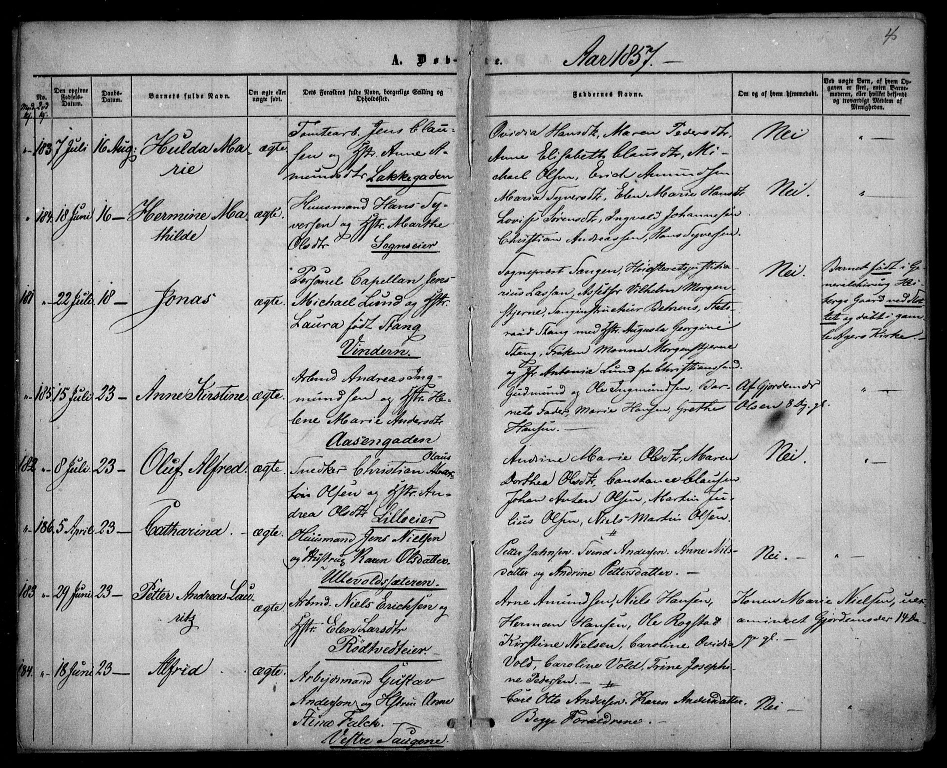 Vestre Aker prestekontor Kirkebøker, AV/SAO-A-10025/F/Fa/L0003: Parish register (official) no. 3, 1857-1868, p. 4