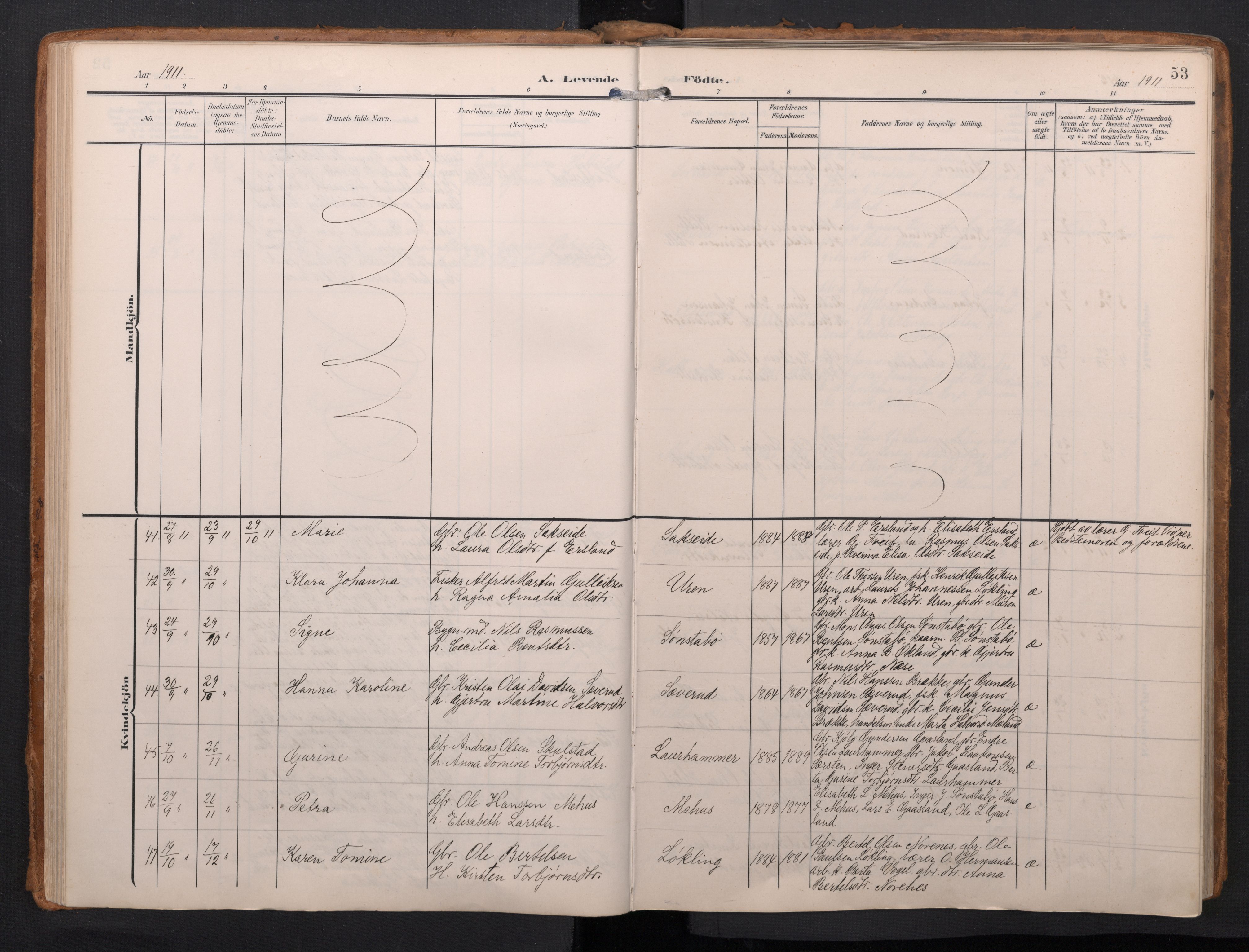 Finnås sokneprestembete, AV/SAB-A-99925/H/Ha/Haa/Haac/L0003: Parish register (official) no. C 3, 1905-1917, p. 53