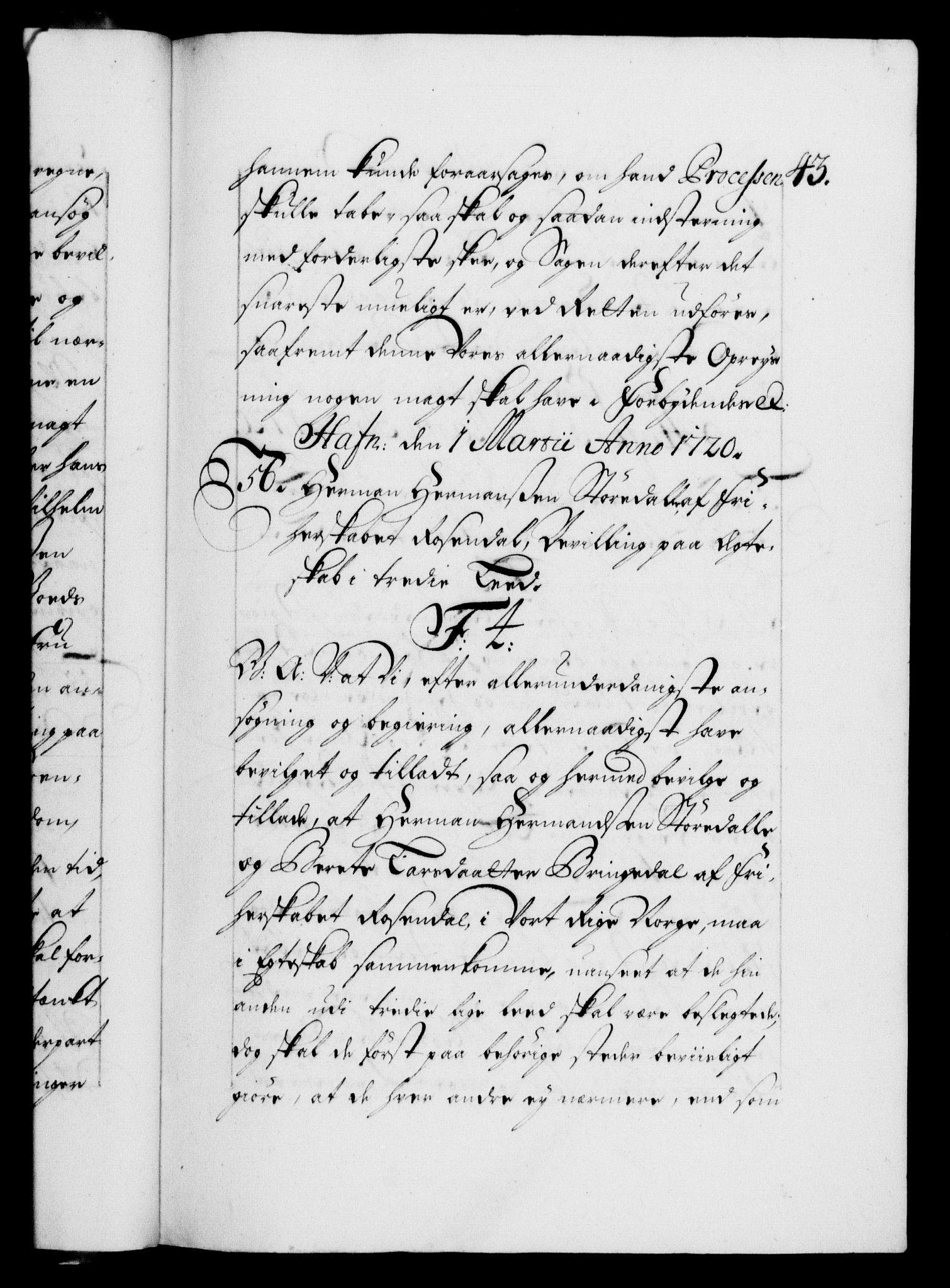 Danske Kanselli 1572-1799, AV/RA-EA-3023/F/Fc/Fca/Fcaa/L0023: Norske registre, 1720-1722, p. 43a