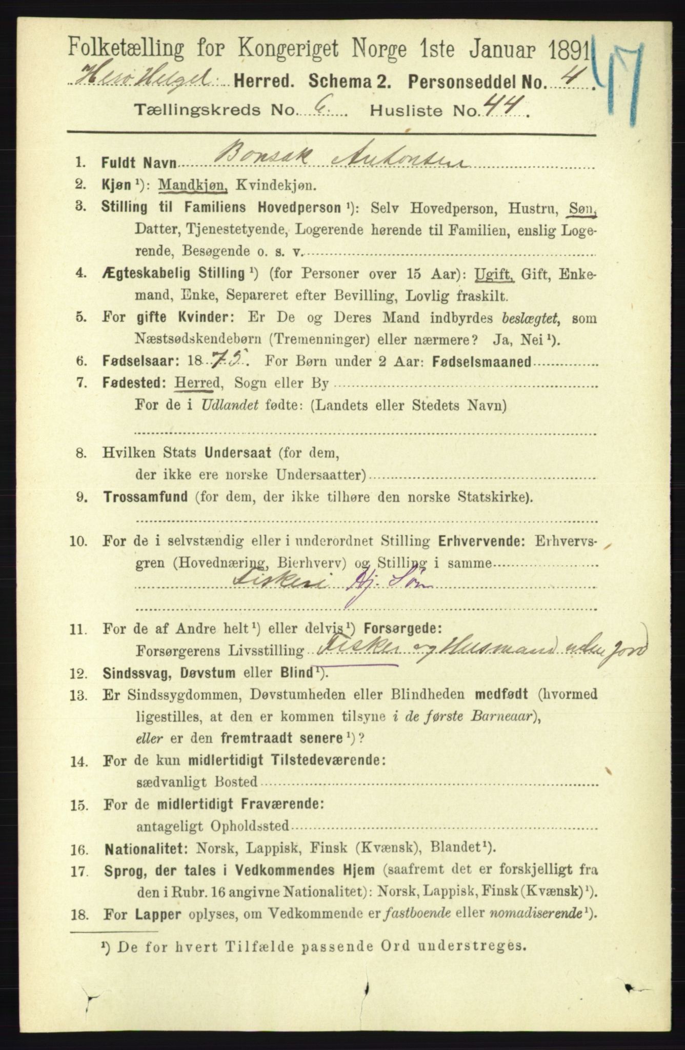 RA, 1891 census for 1818 Herøy, 1891, p. 2200