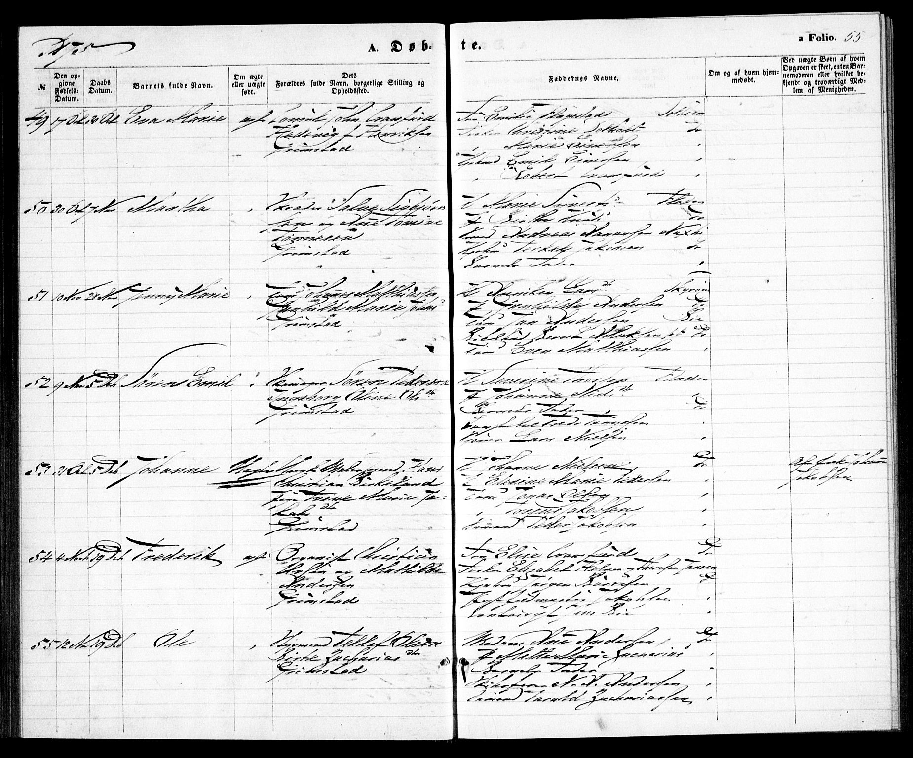 Grimstad sokneprestkontor, AV/SAK-1111-0017/F/Fa/L0002: Parish register (official) no. A 1, 1869-1881, p. 55