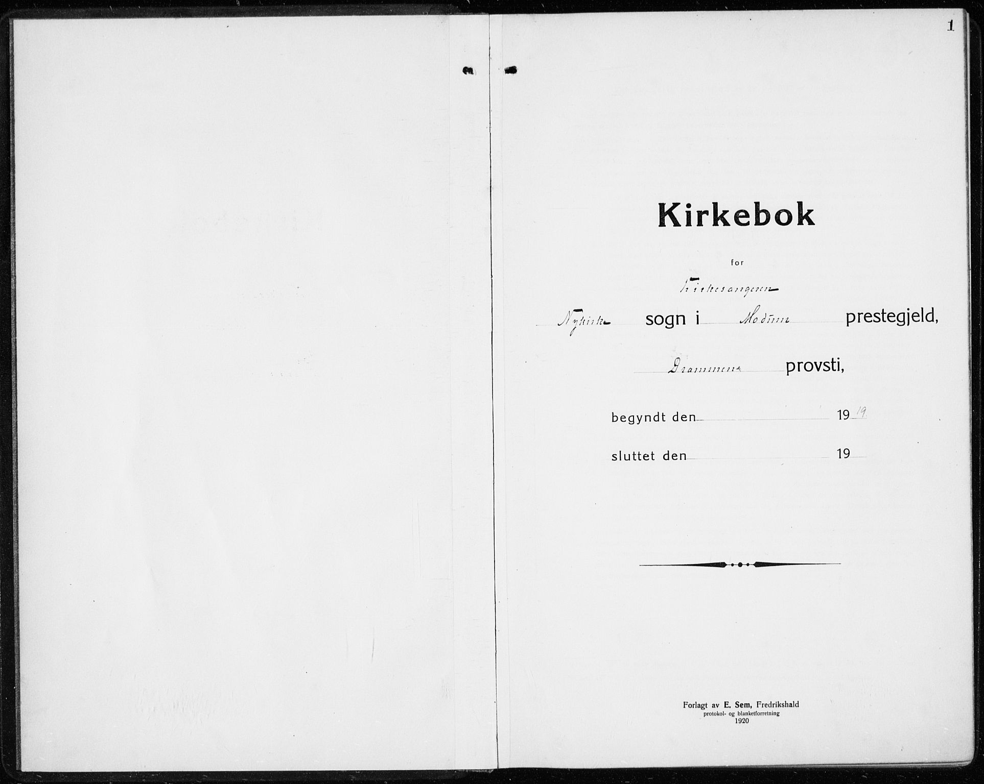Modum kirkebøker, AV/SAKO-A-234/G/Gc/L0002: Parish register (copy) no. III 2, 1919-1935, p. 1