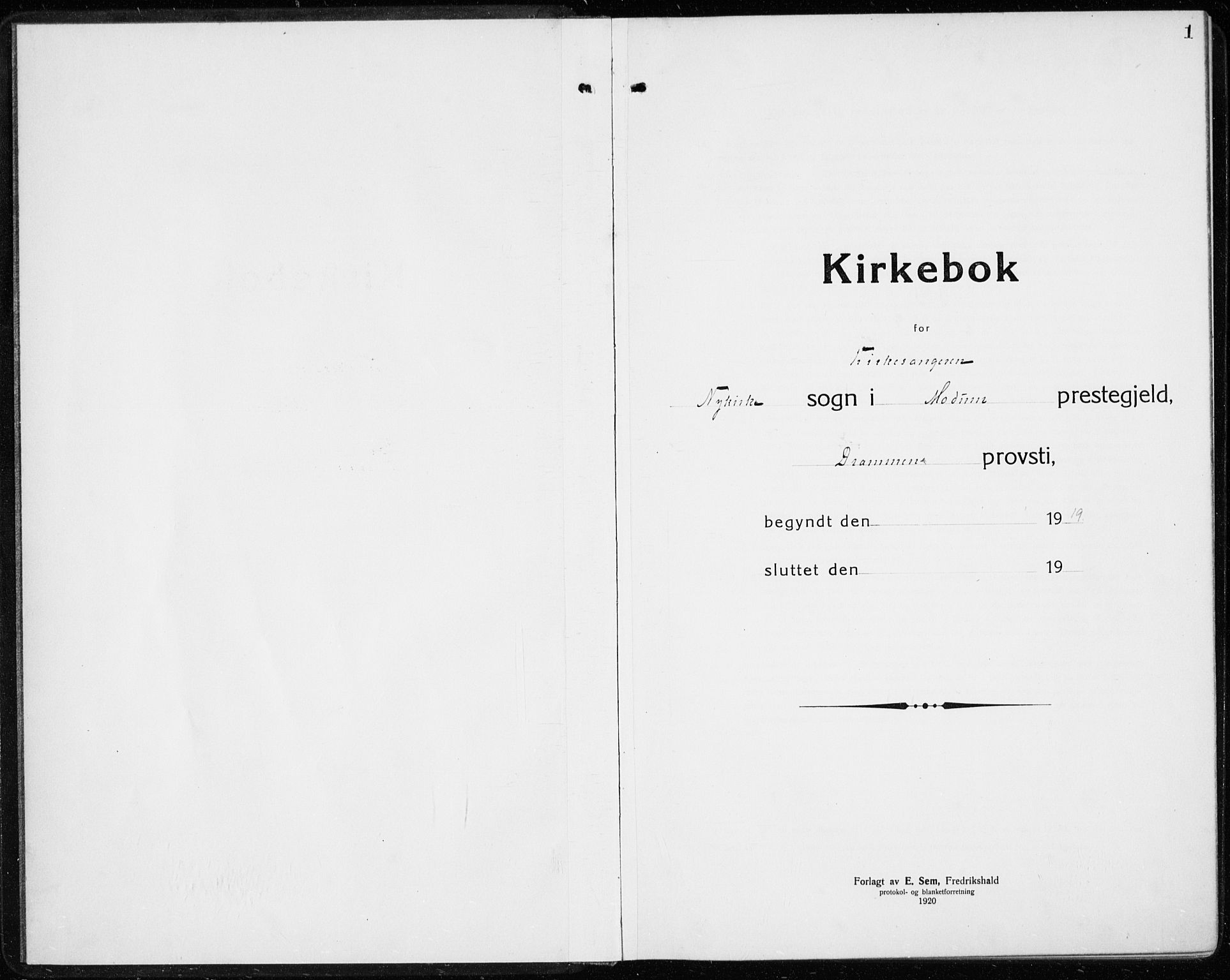 Modum kirkebøker, AV/SAKO-A-234/G/Gc/L0002: Parish register (copy) no. III 2, 1919-1935, p. 1