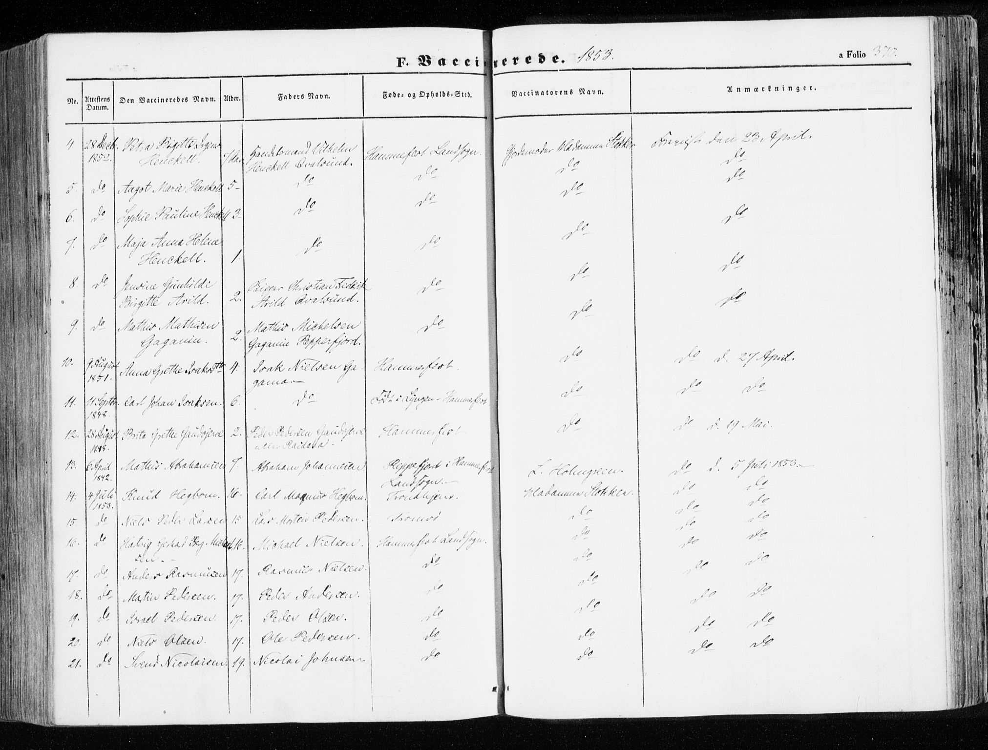 Hammerfest sokneprestkontor, AV/SATØ-S-1347/H/Ha/L0004.kirke: Parish register (official) no. 4, 1843-1856, p. 370