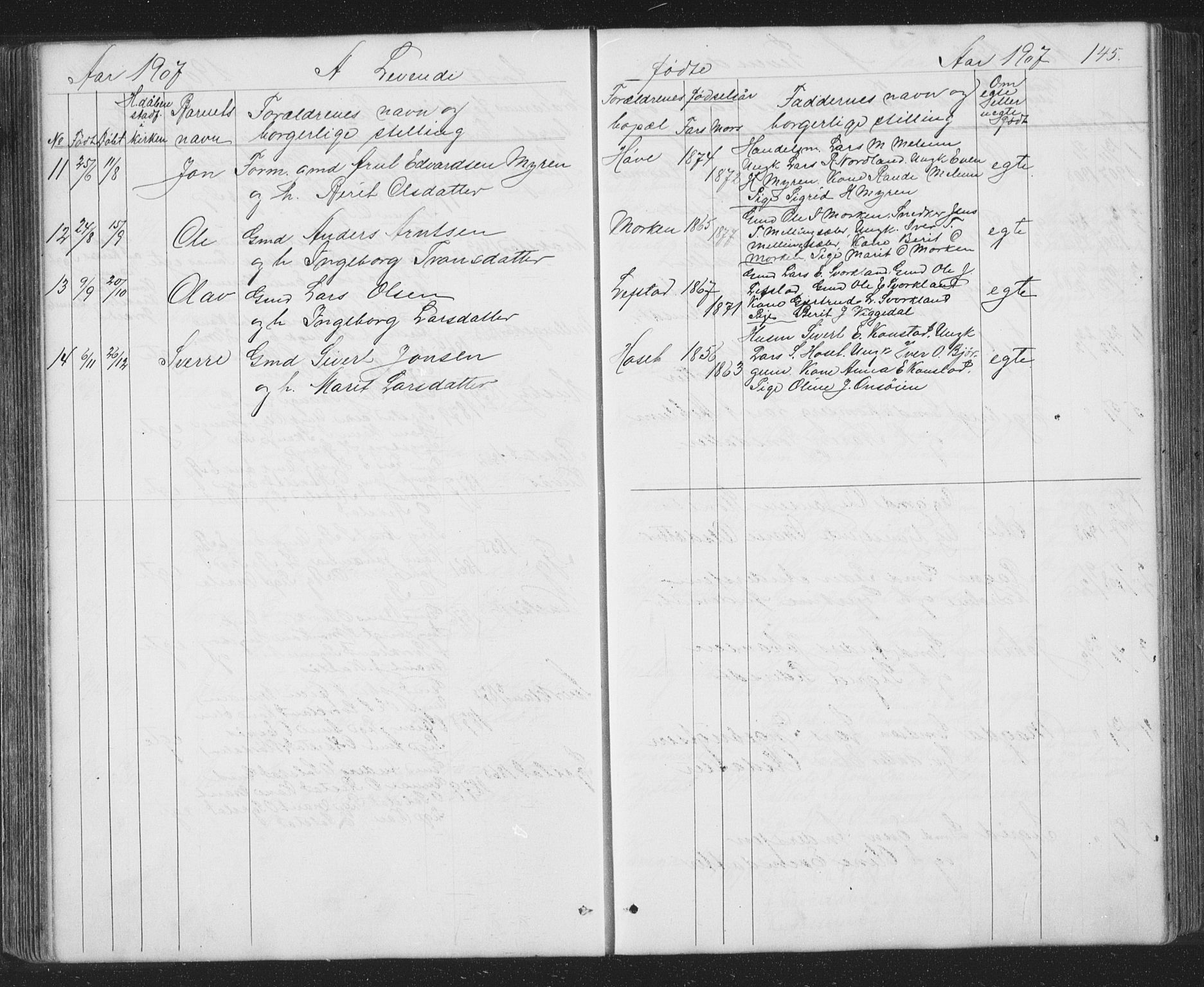Ministerialprotokoller, klokkerbøker og fødselsregistre - Sør-Trøndelag, SAT/A-1456/667/L0798: Parish register (copy) no. 667C03, 1867-1929, p. 145