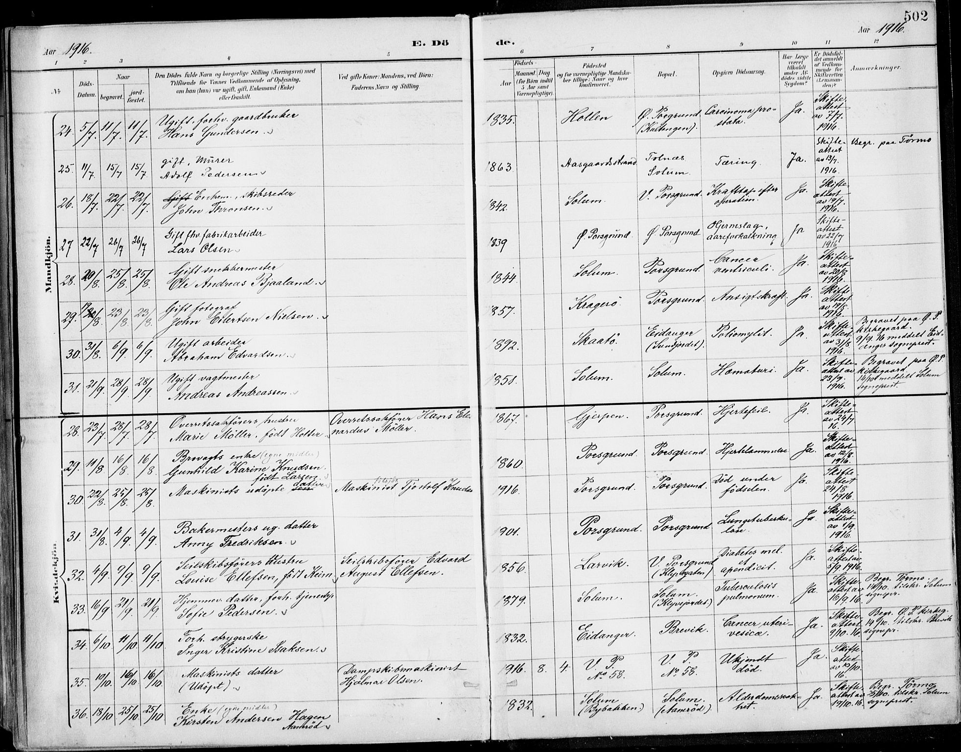 Porsgrunn kirkebøker , AV/SAKO-A-104/F/Fa/L0011: Parish register (official) no. 11, 1895-1919, p. 502