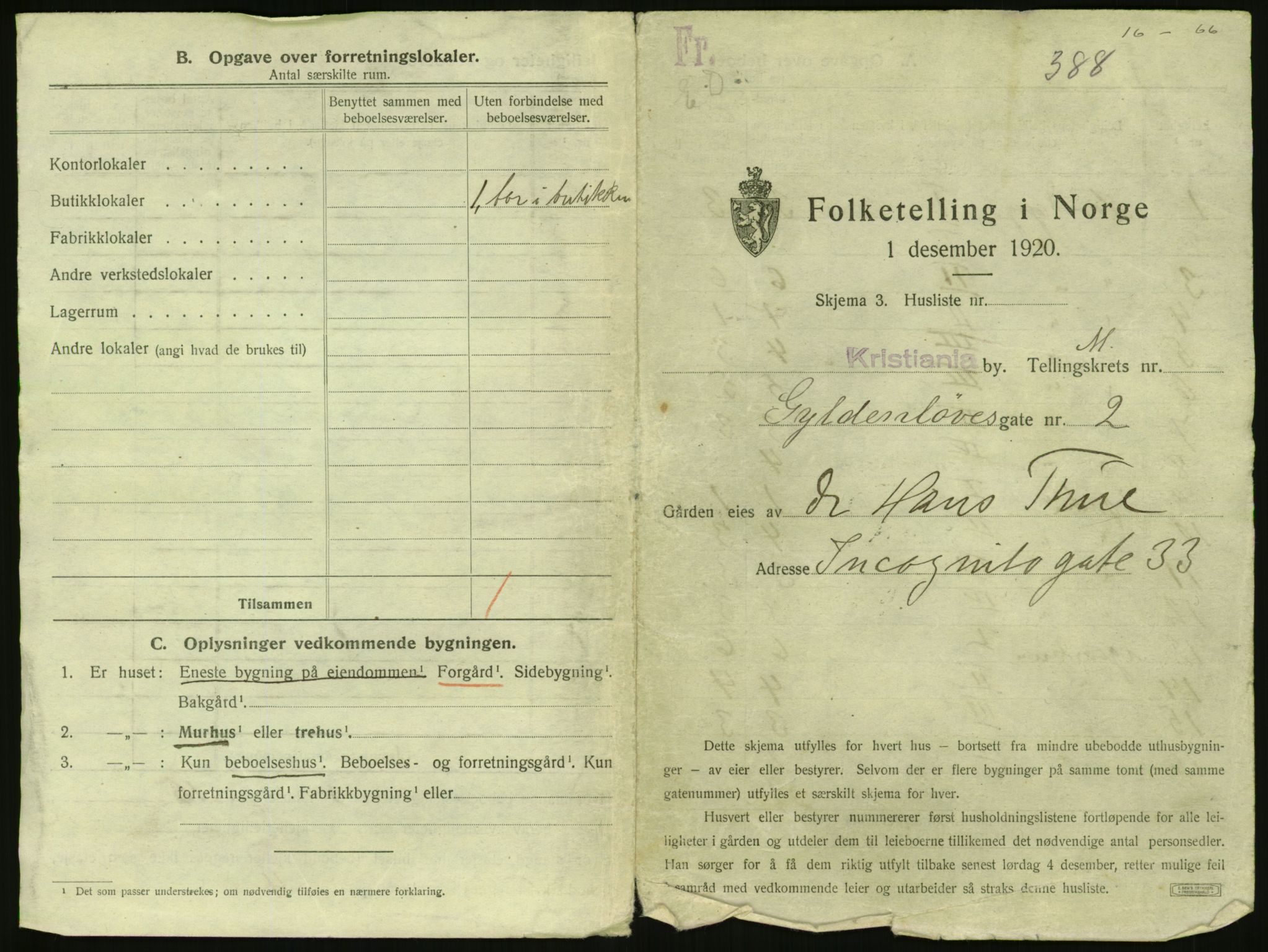 SAO, 1920 census for Kristiania, 1920, p. 32400