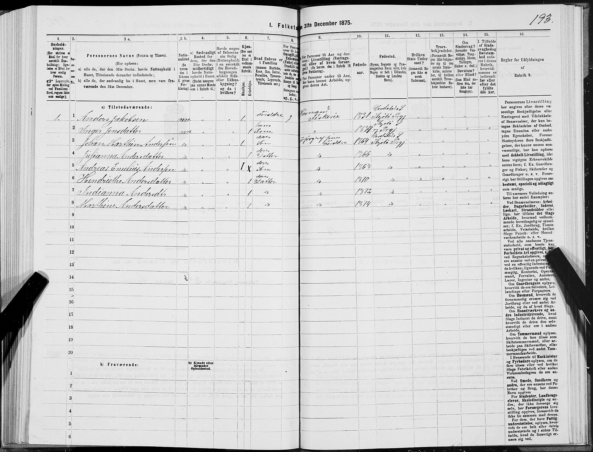 SAT, 1875 census for 1817P Tjøtta, 1875, p. 1193