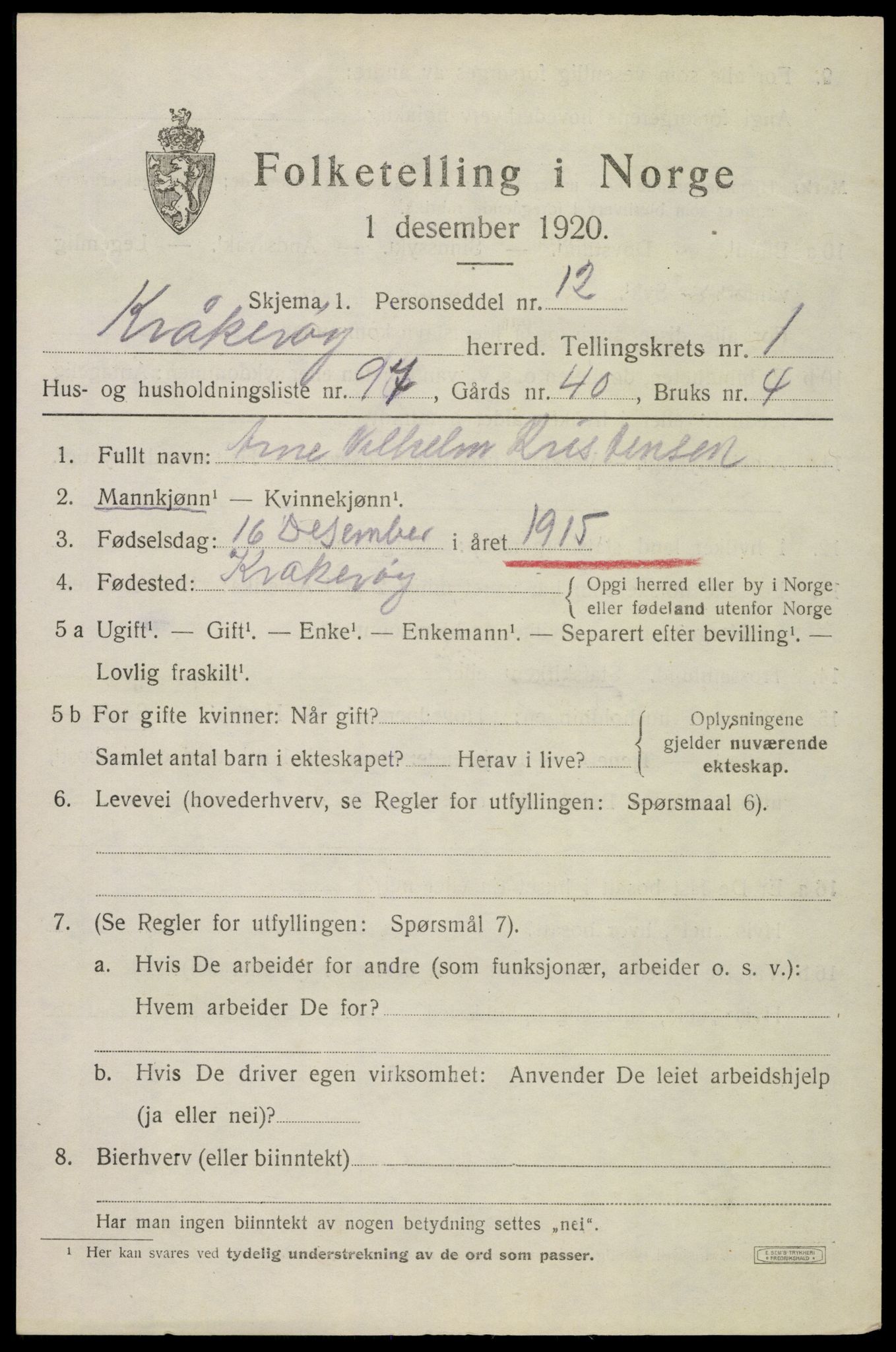 SAO, 1920 census for Kråkerøy, 1920, p. 2386