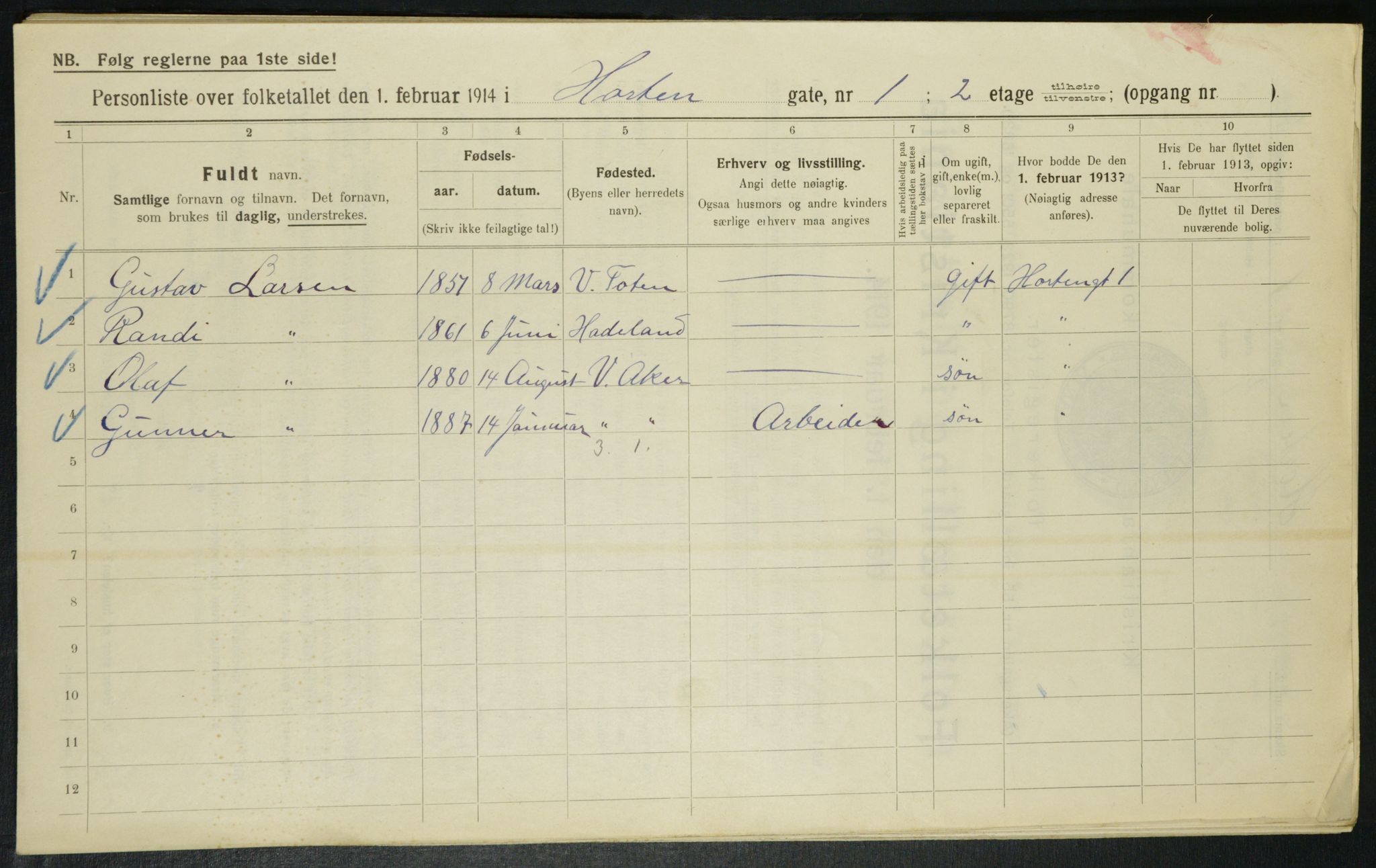 OBA, Municipal Census 1914 for Kristiania, 1914, p. 41449