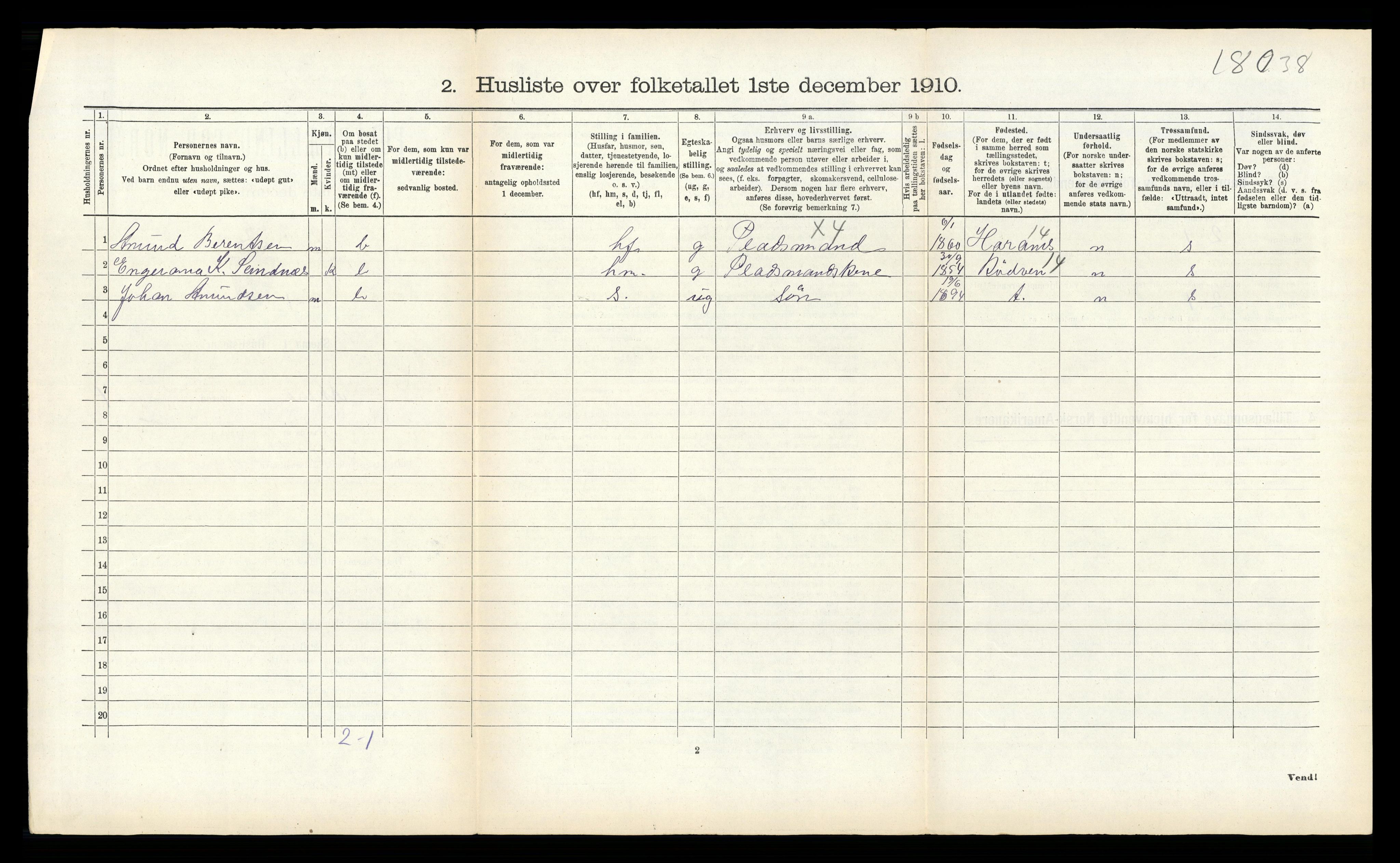 RA, 1910 census for Aukra, 1910, p. 409