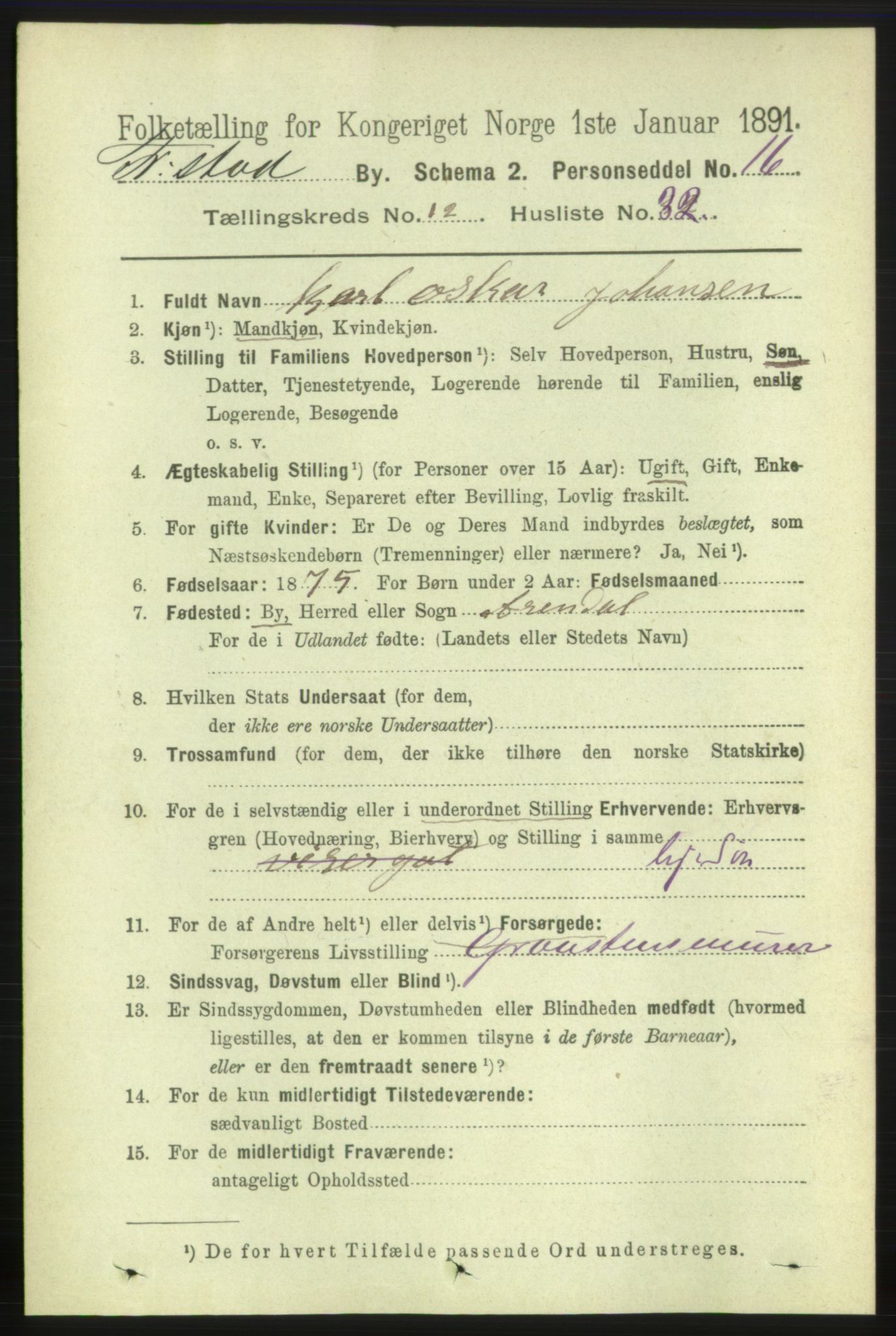 RA, 1891 census for 0103 Fredrikstad, 1891, p. 14019