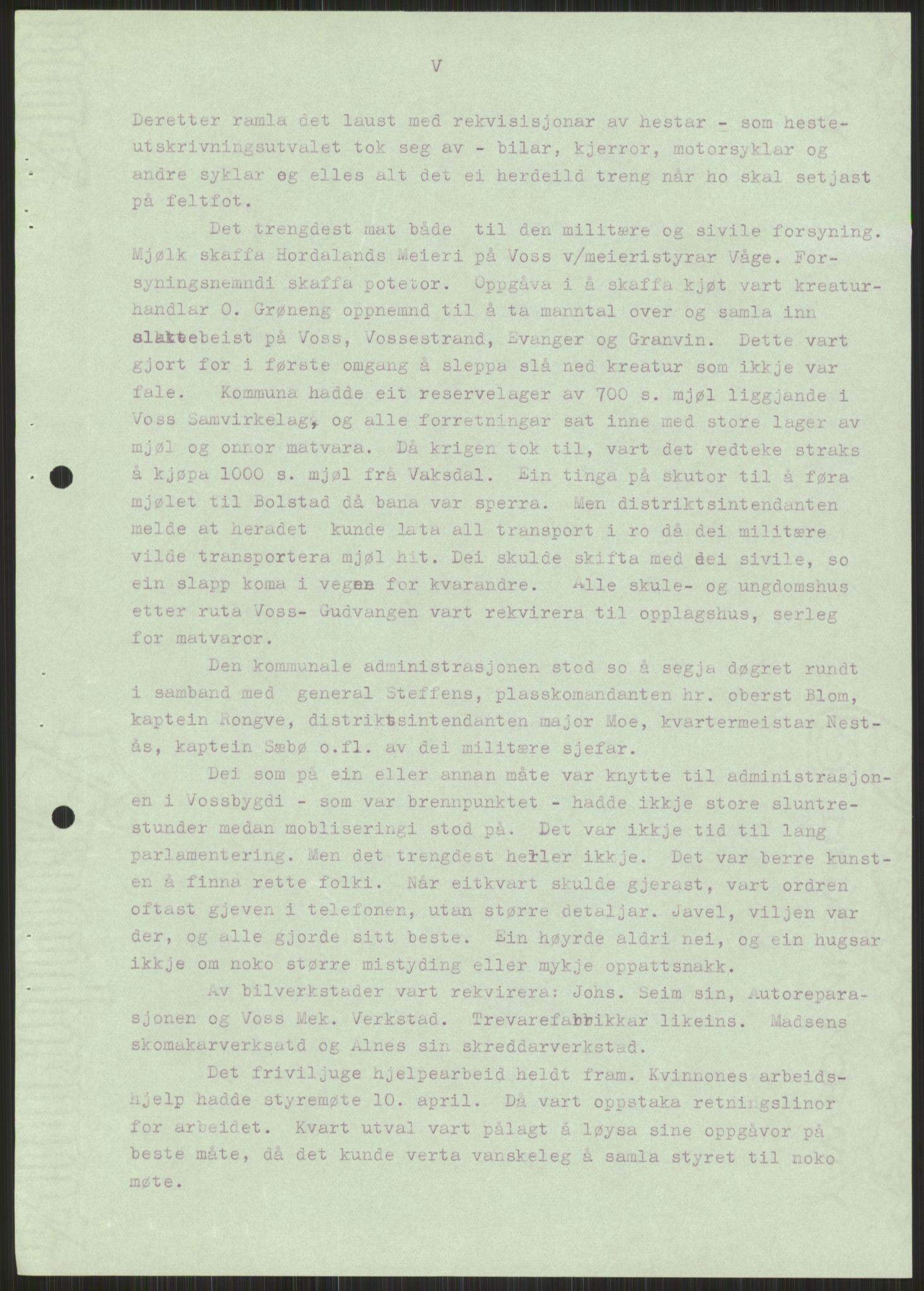 Forsvaret, Forsvarets krigshistoriske avdeling, AV/RA-RAFA-2017/Y/Ya/L0015: II-C-11-31 - Fylkesmenn.  Rapporter om krigsbegivenhetene 1940., 1940, p. 443