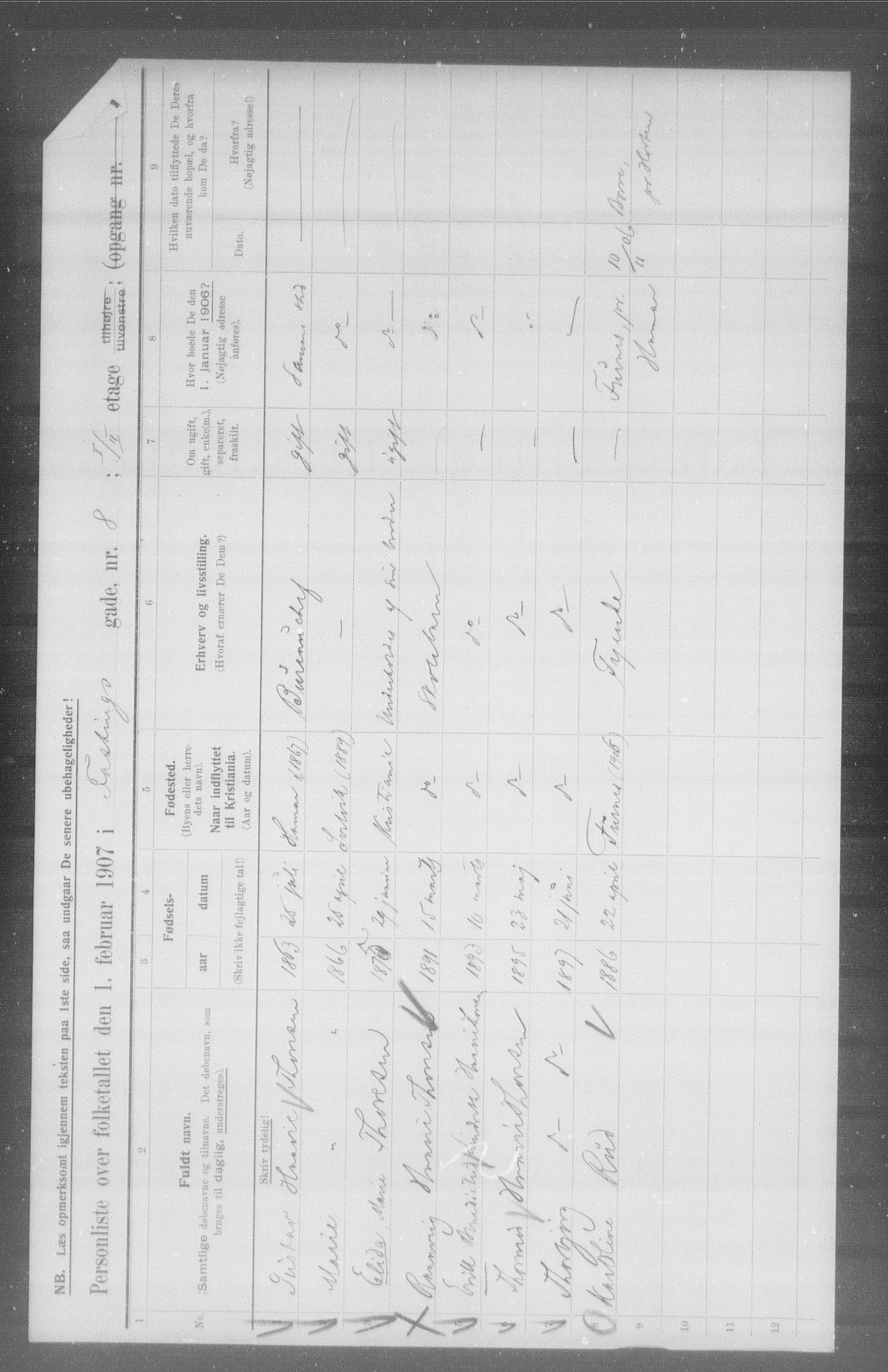 OBA, Municipal Census 1907 for Kristiania, 1907, p. 11970
