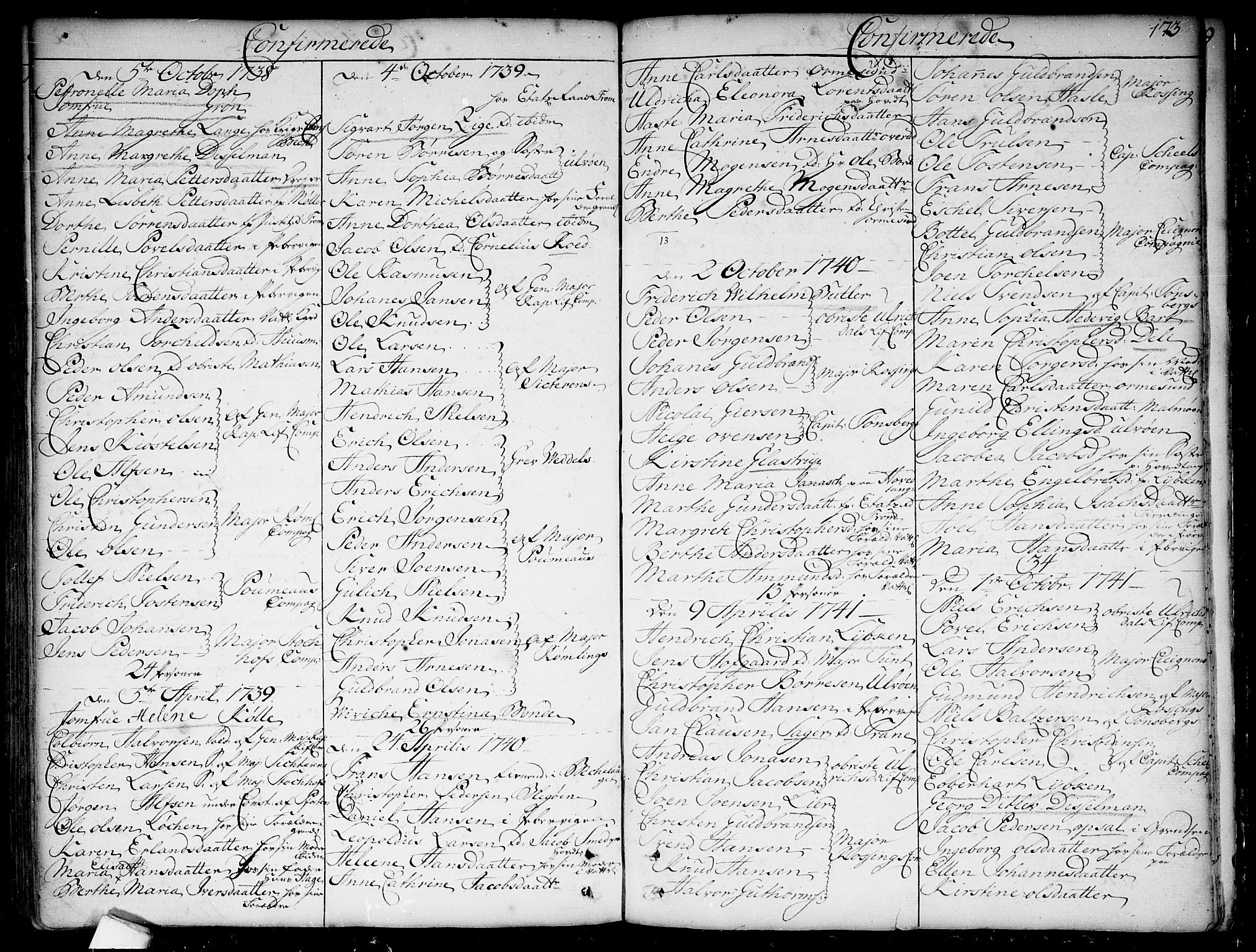 Garnisonsmenigheten Kirkebøker, SAO/A-10846/F/Fa/L0001: Parish register (official) no. 1, 1734-1756, p. 173
