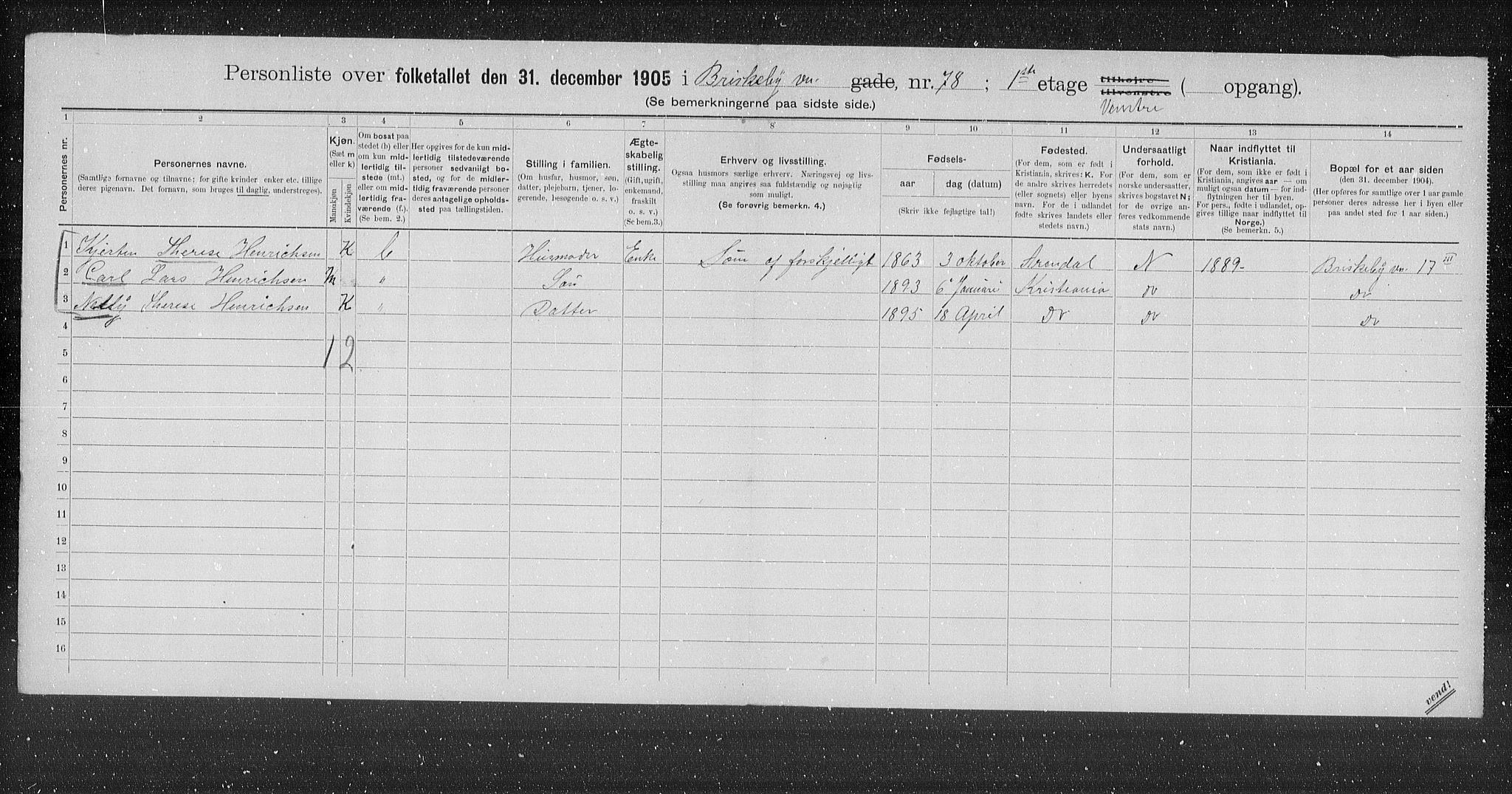 OBA, Municipal Census 1905 for Kristiania, 1905, p. 4842