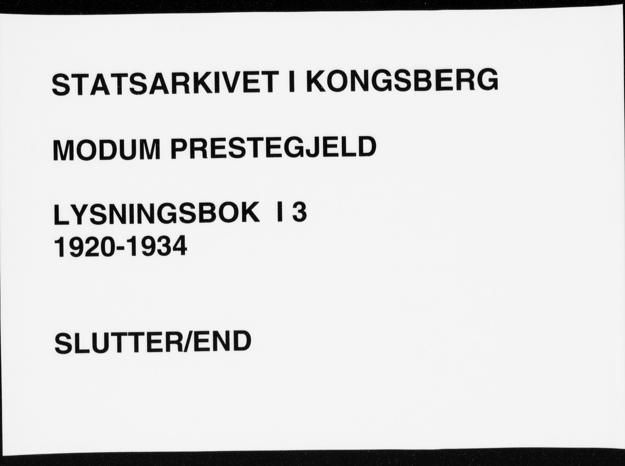 Modum kirkebøker, SAKO/A-234/H/Ha/L0003: Banns register no. I 3, 1920-1934