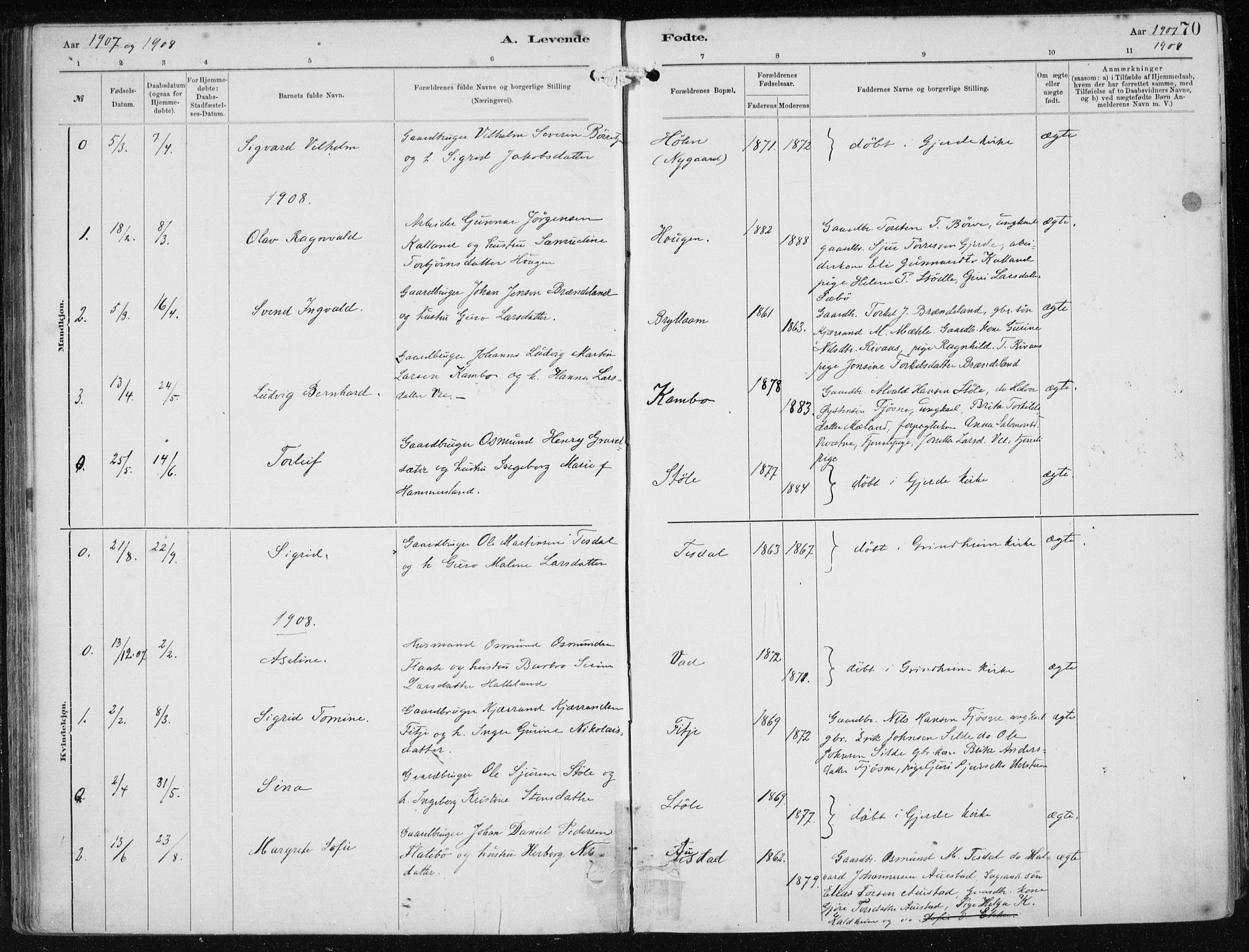 Etne sokneprestembete, SAB/A-75001/H/Haa: Parish register (official) no. B  1, 1879-1919, p. 70