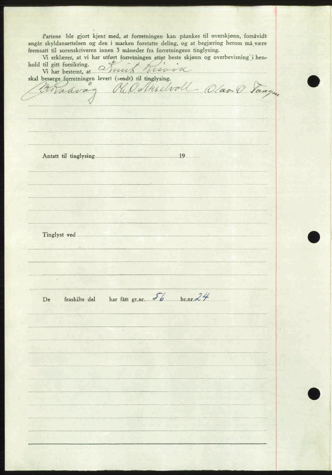 Romsdal sorenskriveri, SAT/A-4149/1/2/2C: Mortgage book no. A24, 1947-1947, Diary no: : 3029/1947