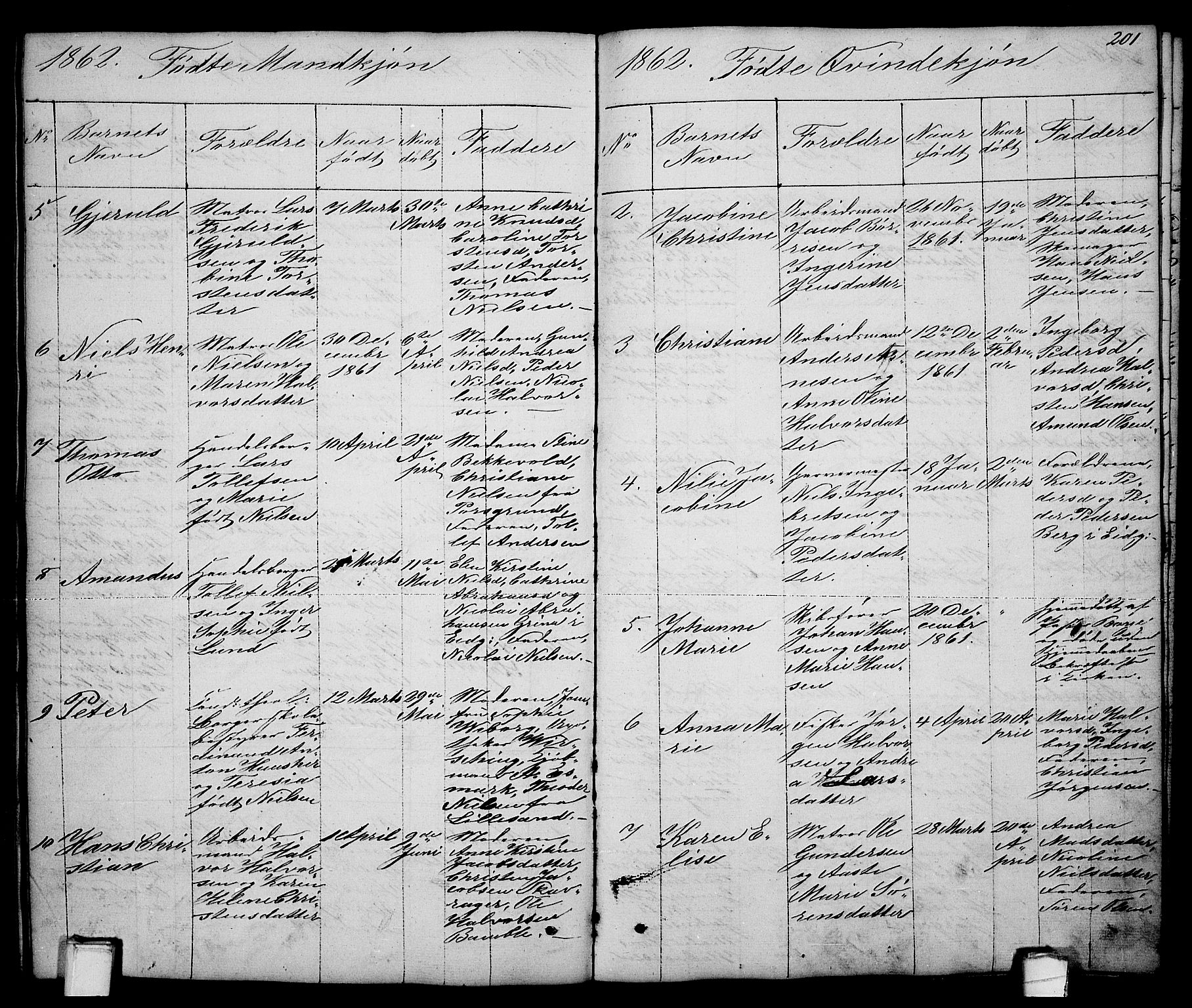Brevik kirkebøker, SAKO/A-255/G/Ga/L0002: Parish register (copy) no. 2, 1846-1865, p. 201