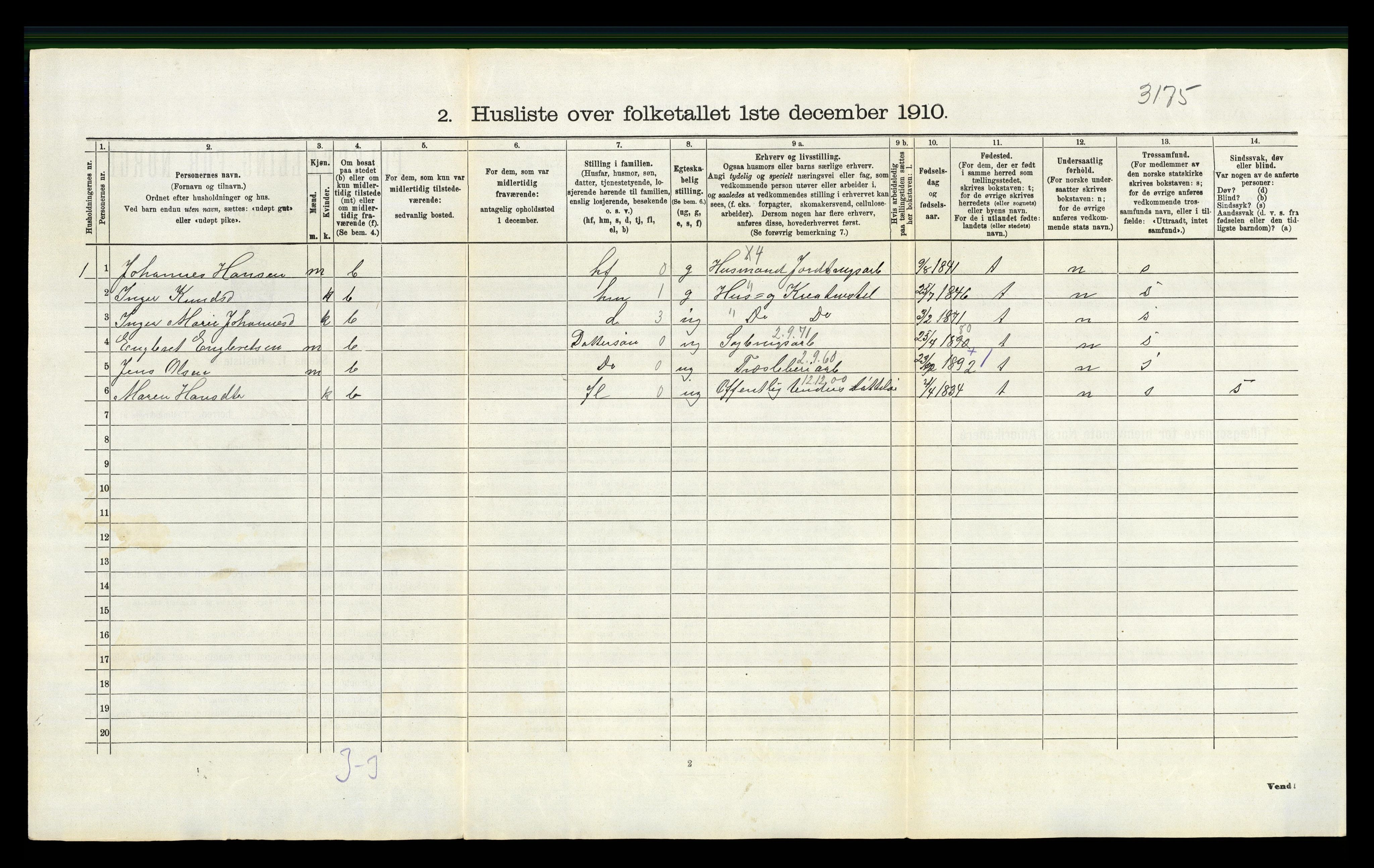 RA, 1910 census for Hole, 1910, p. 1193