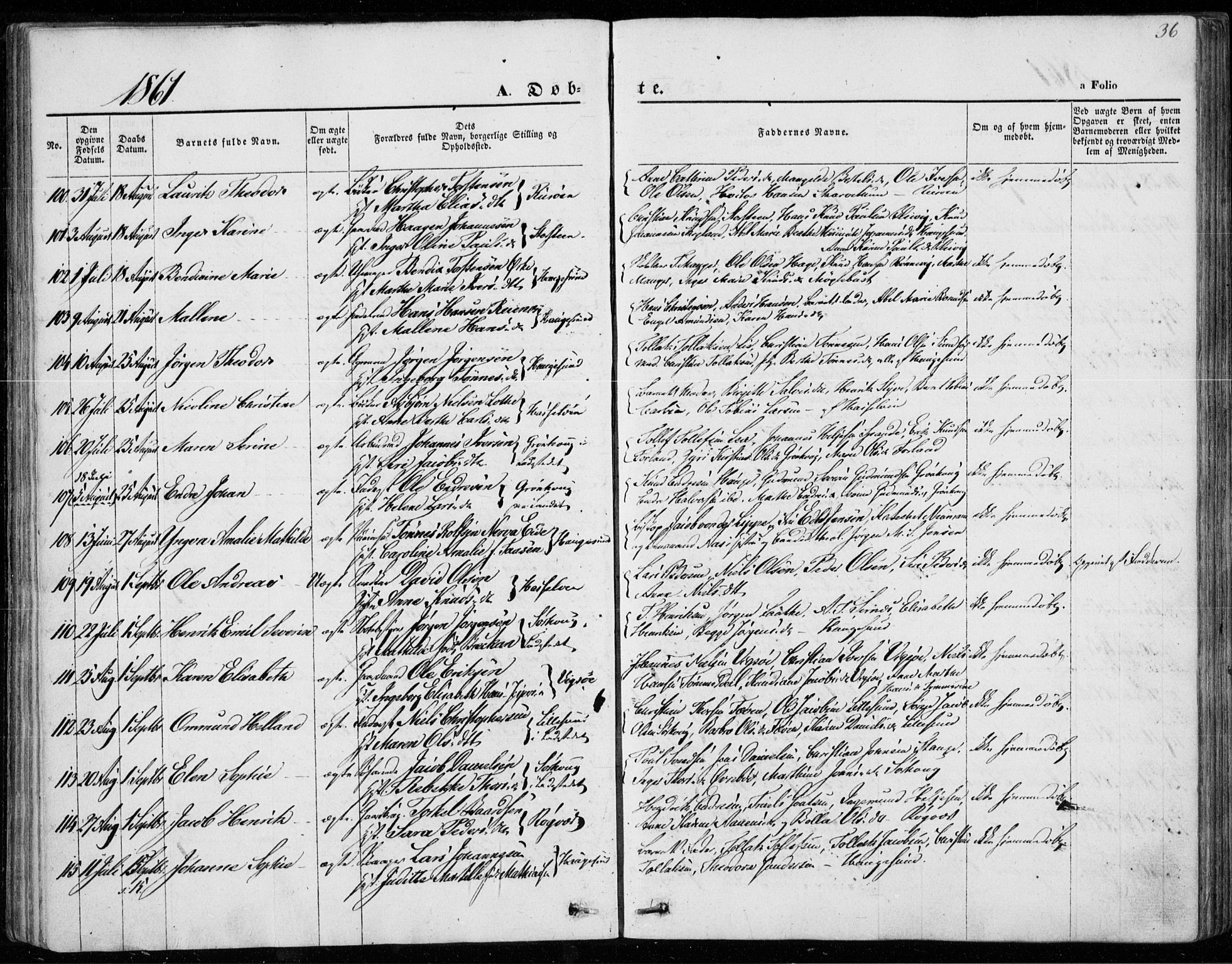 Torvastad sokneprestkontor, SAST/A -101857/H/Ha/Haa/L0011: Parish register (official) no. A 11, 1857-1866, p. 36