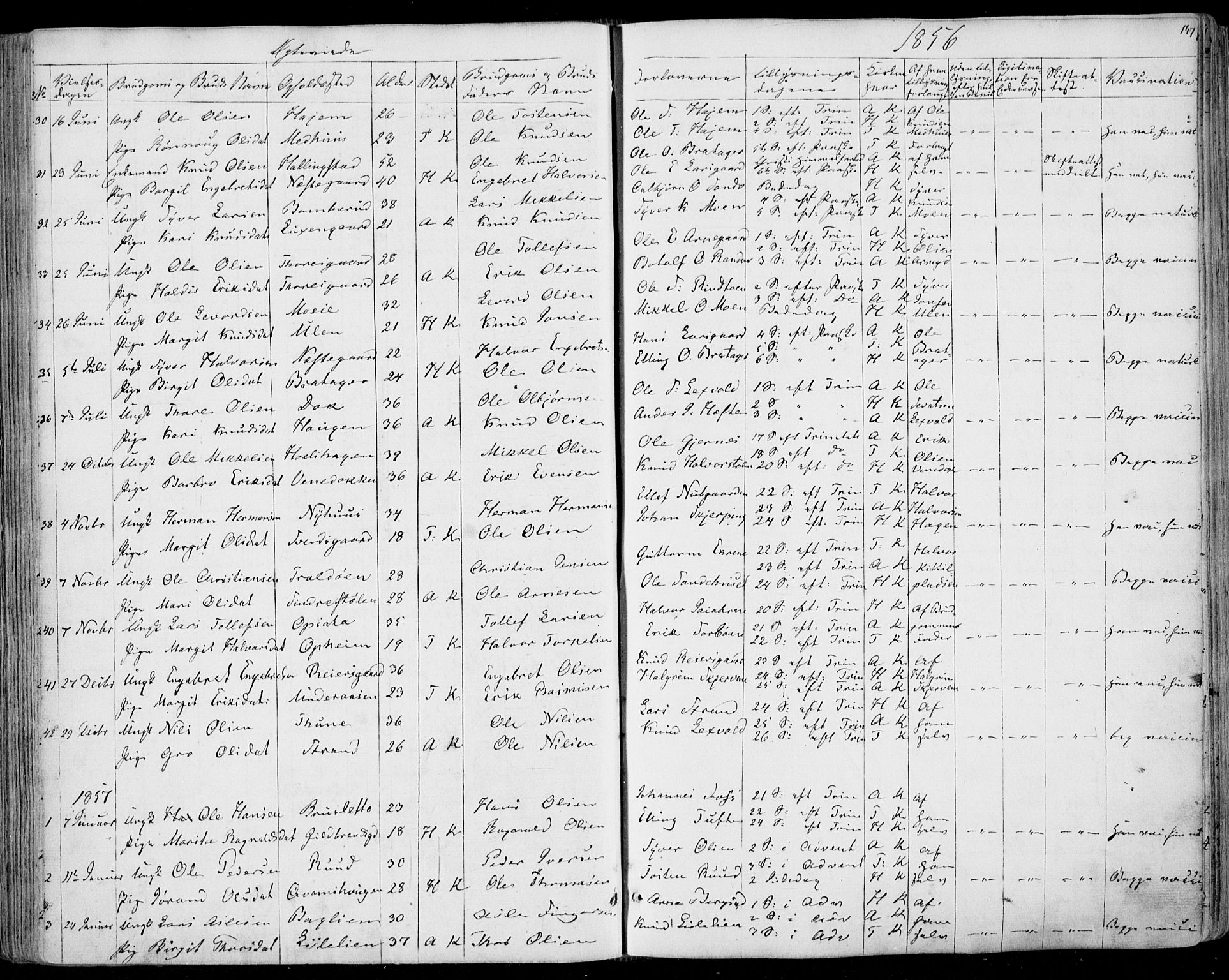 Ål kirkebøker, SAKO/A-249/F/Fa/L0006: Parish register (official) no. I 6, 1849-1864, p. 147