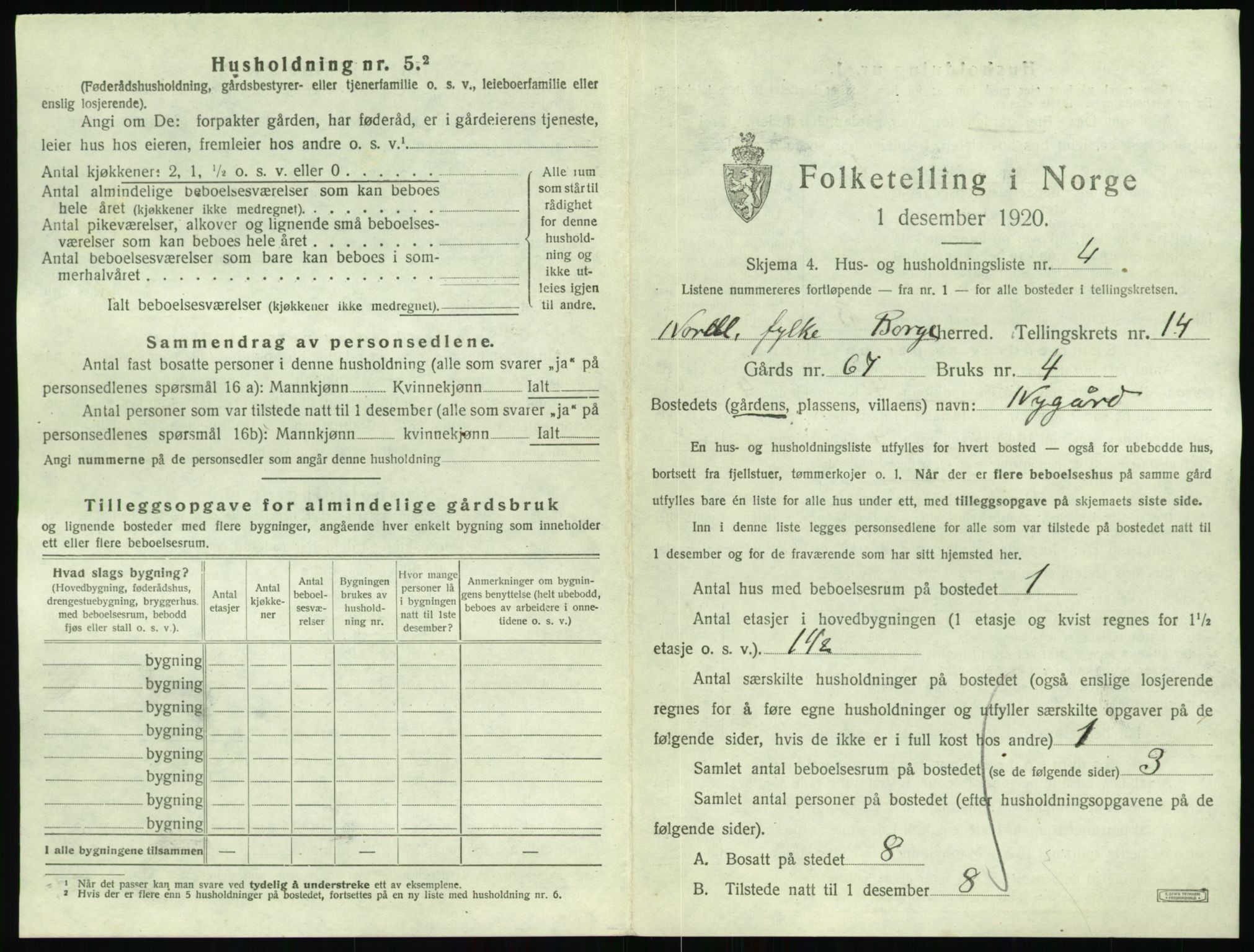 SAT, 1920 census for Borge, 1920, p. 1479