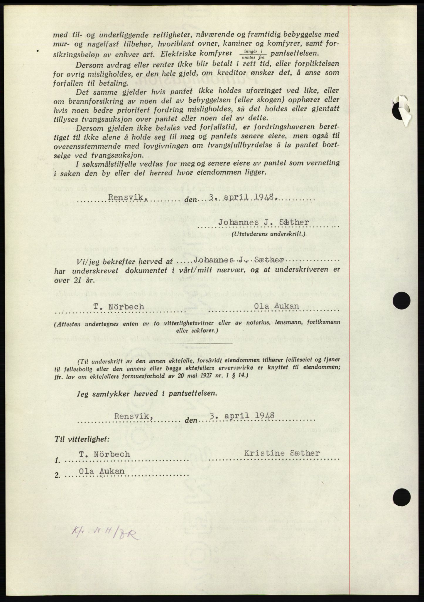 Nordmøre sorenskriveri, AV/SAT-A-4132/1/2/2Ca: Mortgage book no. B98, 1948-1948, Diary no: : 771/1948