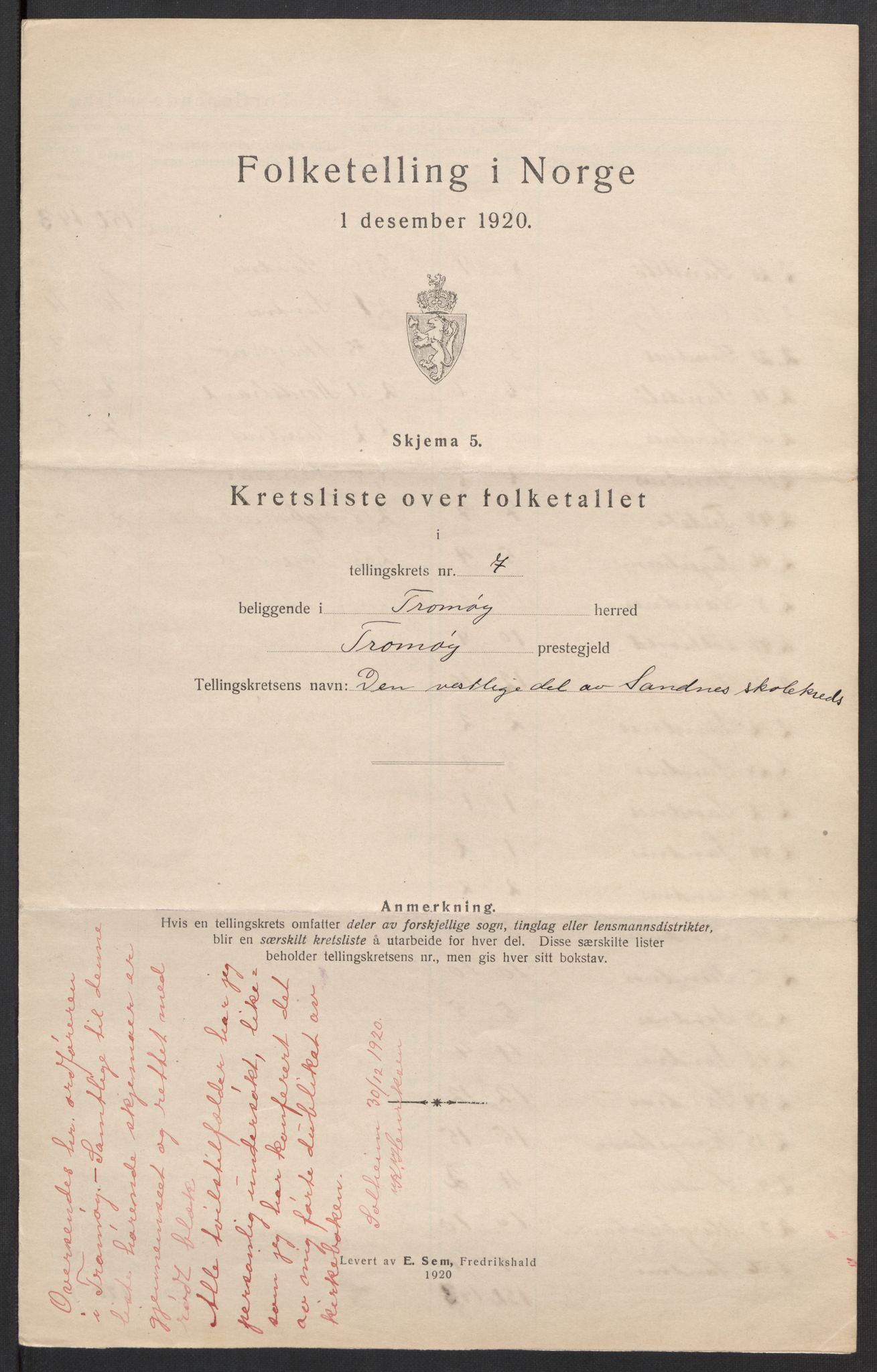 SAK, 1920 census for Tromøy, 1920, p. 24