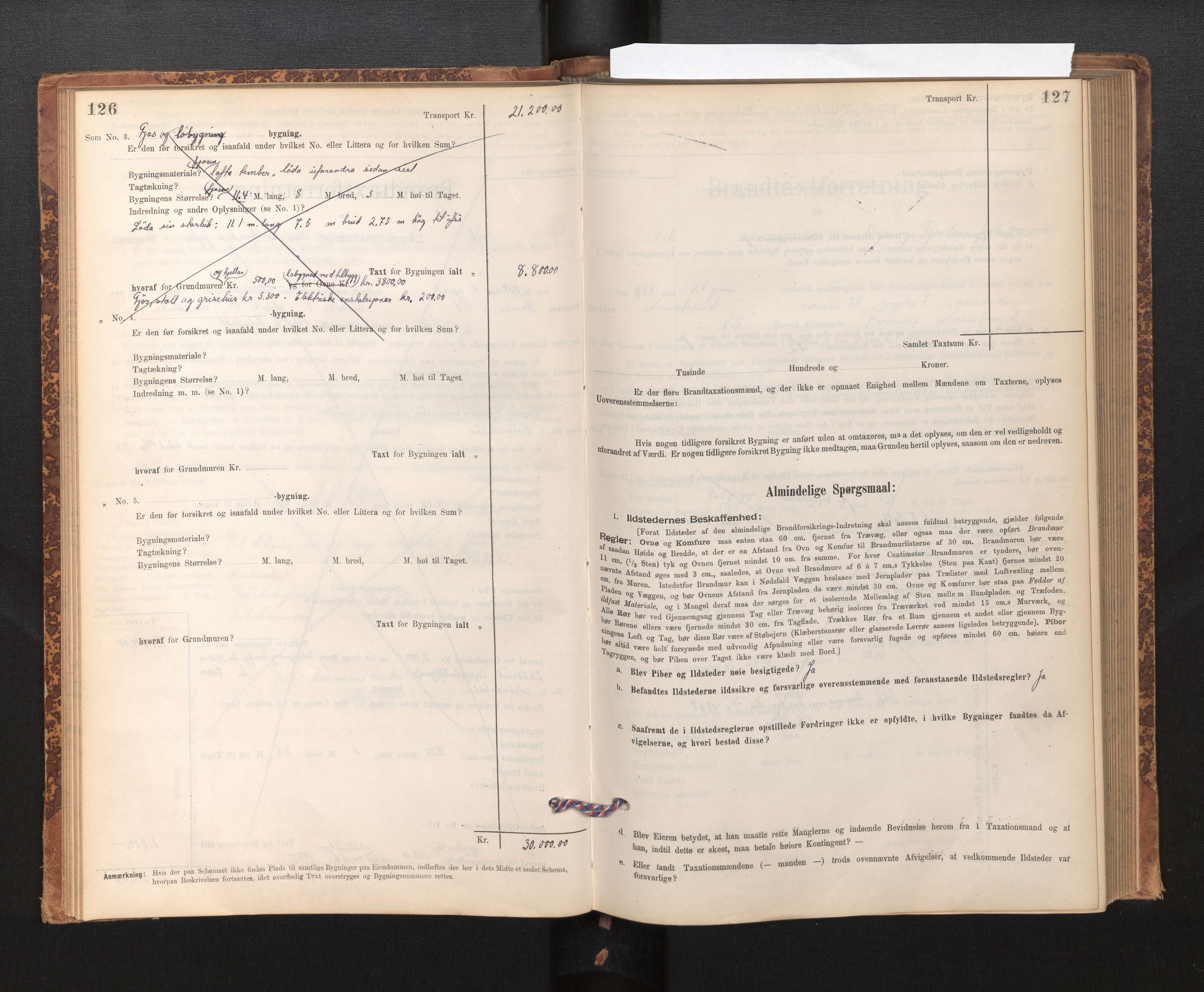 Lensmannen i Vik, SAB/A-30301/0012/L0006: Branntakstprotokoll, skjematakst, 1896-1949, p. 126-127