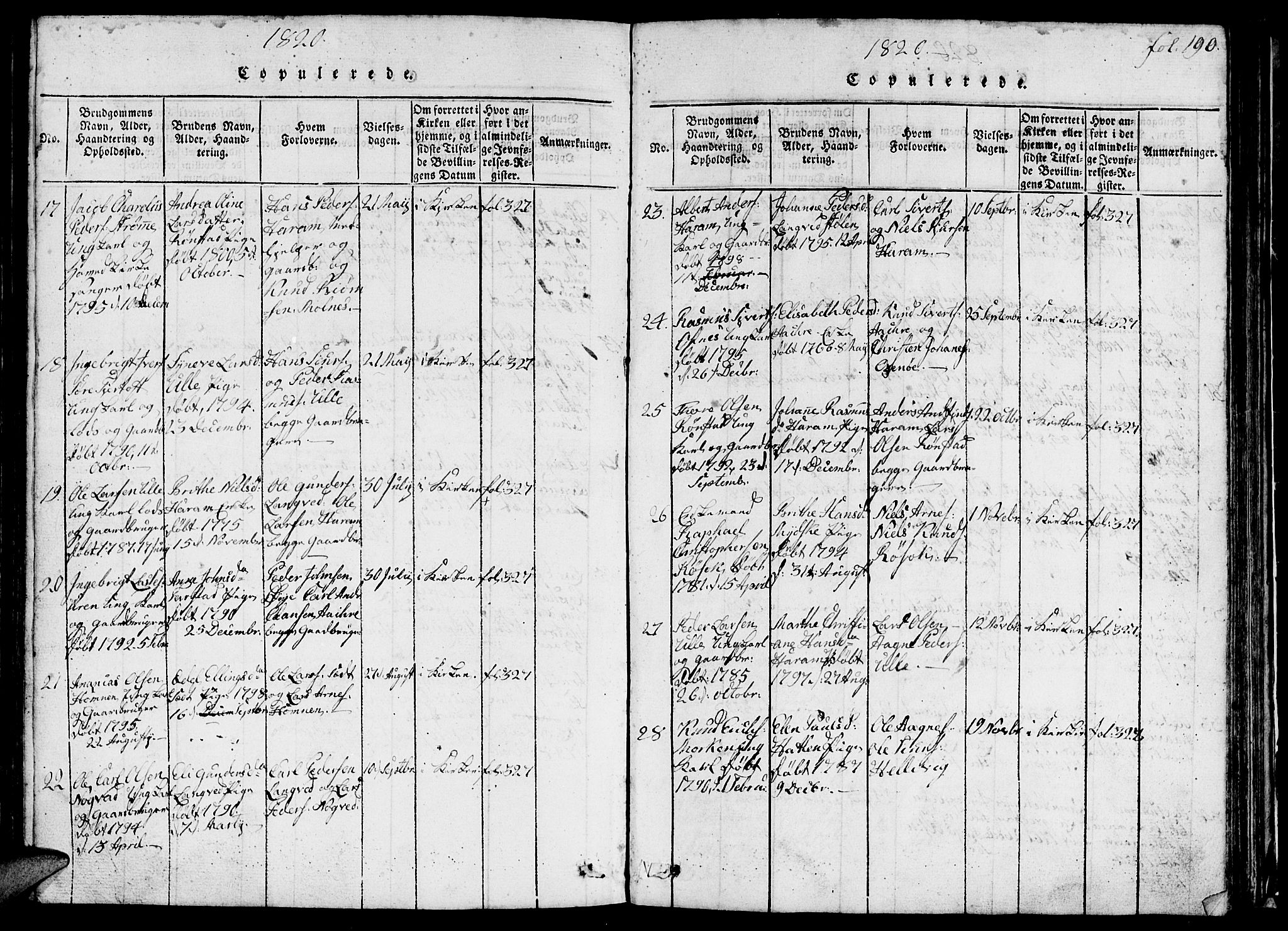 Ministerialprotokoller, klokkerbøker og fødselsregistre - Møre og Romsdal, AV/SAT-A-1454/536/L0506: Parish register (copy) no. 536C01, 1818-1859, p. 190