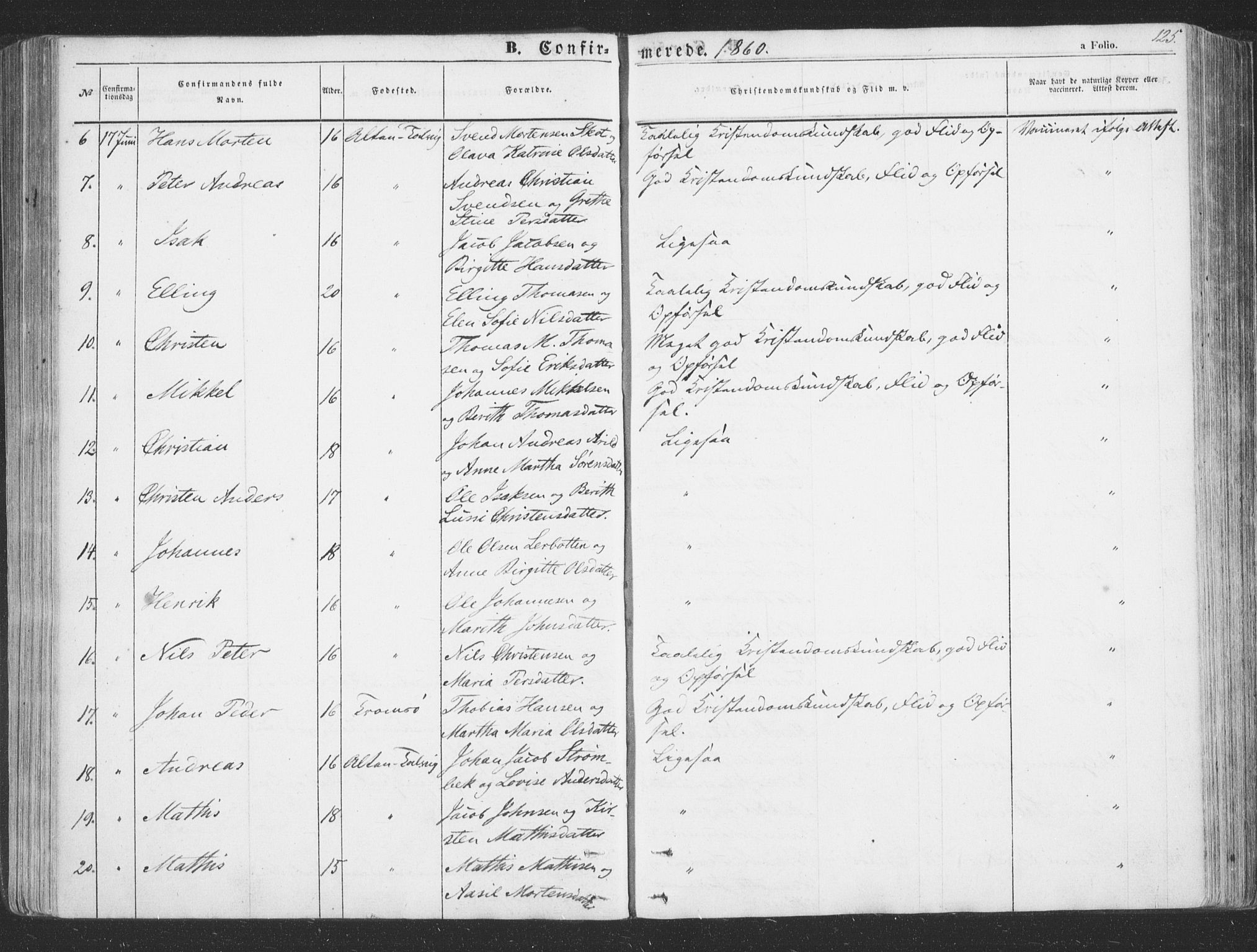 Talvik sokneprestkontor, AV/SATØ-S-1337/H/Ha/L0010kirke: Parish register (official) no. 10, 1852-1864, p. 125