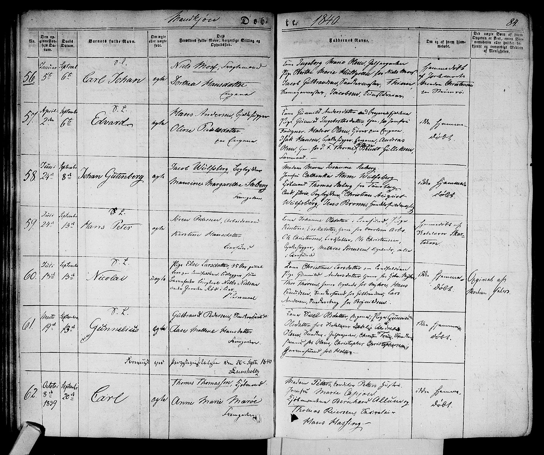 Bragernes kirkebøker, AV/SAKO-A-6/F/Fb/L0001: Parish register (official) no. II 1, 1830-1847, p. 84