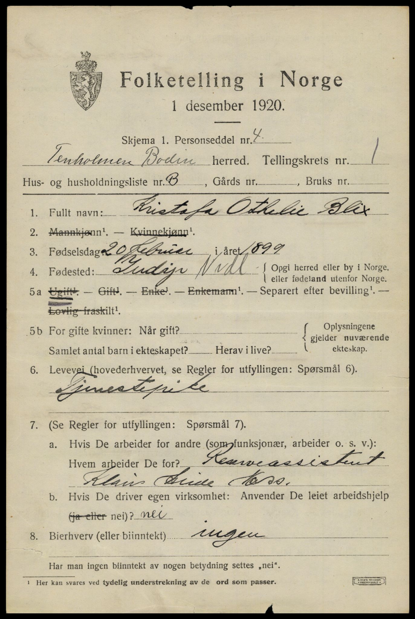 SAT, 1920 census for Bodin, 1920, p. 1944